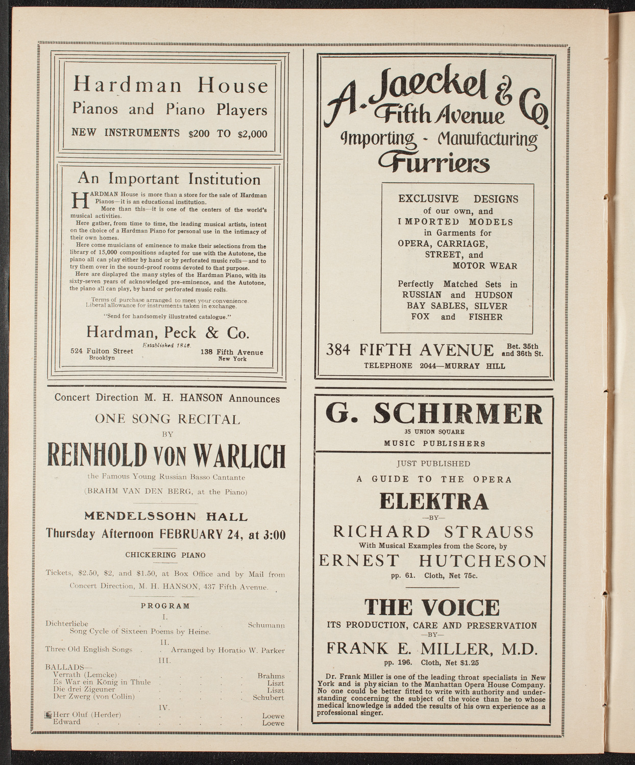 German Liederkranz, February 12, 1910, program page 8