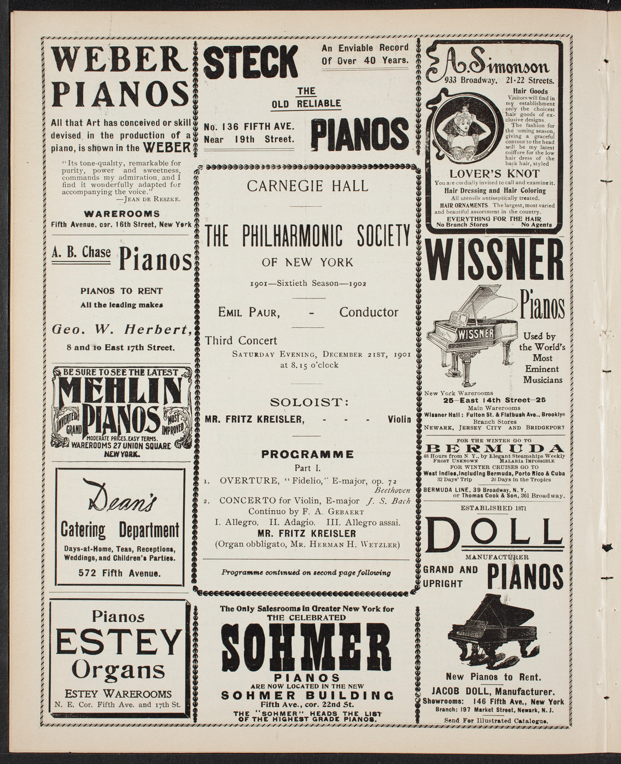New York Philharmonic, December 21, 1901, program page 6