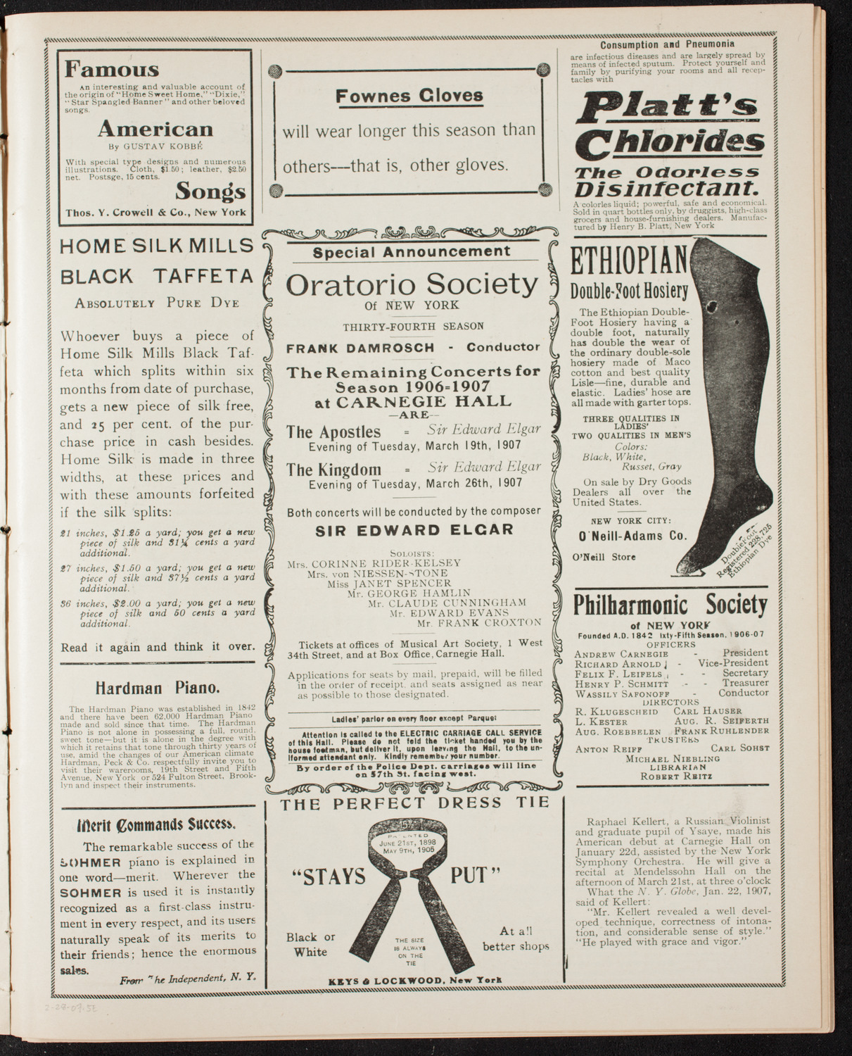 Russian Symphony Society of New York, February 28, 1907, program page 9