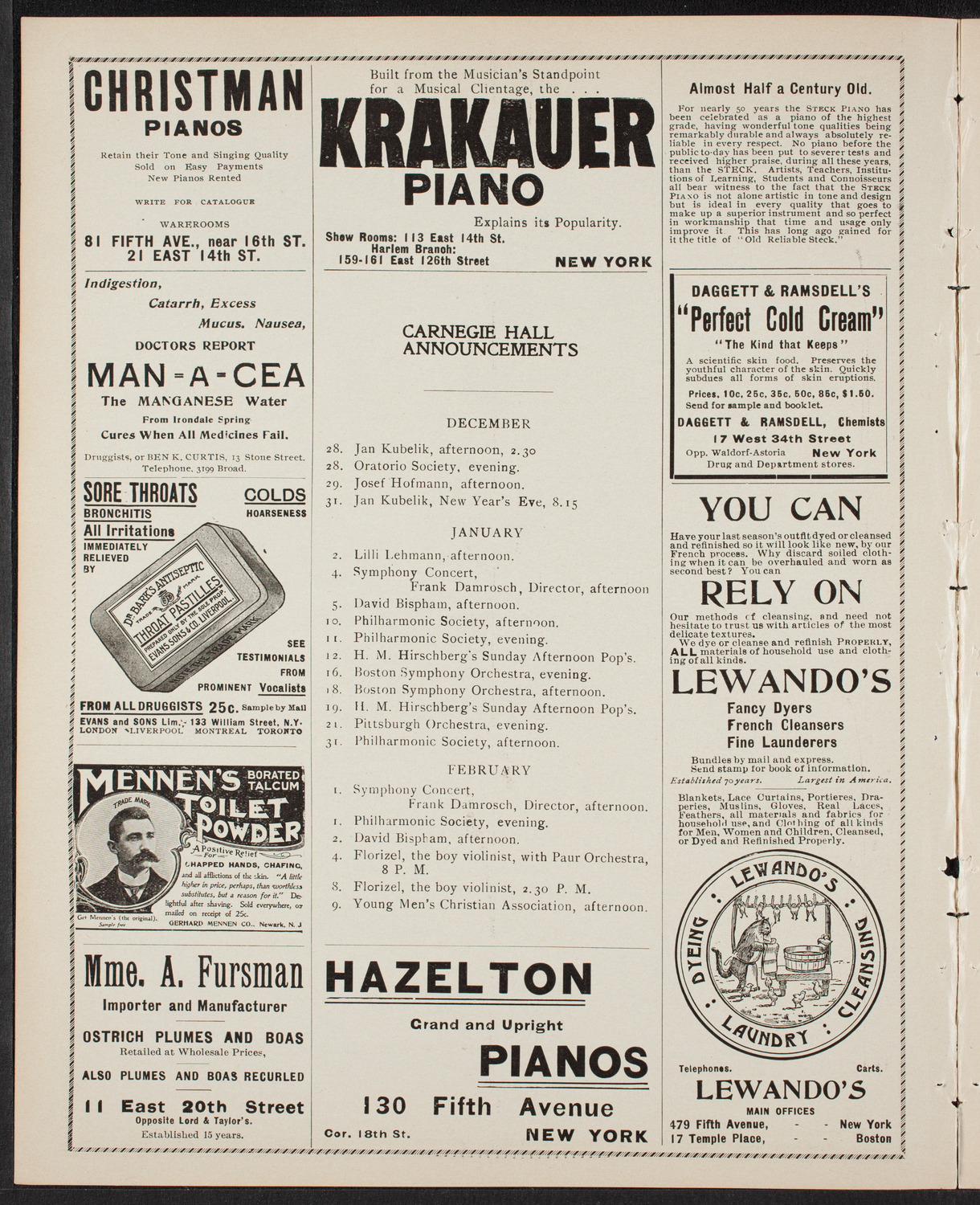 Oratorio Society of New York, December 27, 1901, program page 2