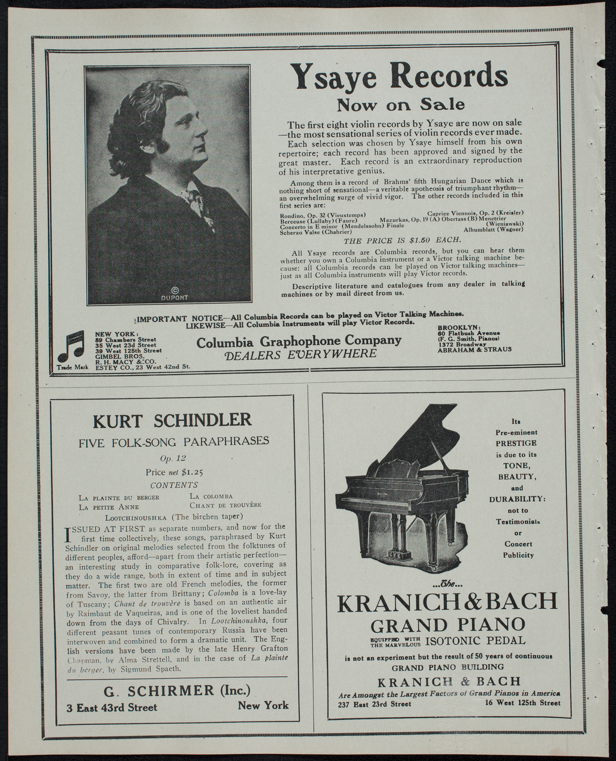 Mischa Elman, Violin, March 29, 1913, program page 6
