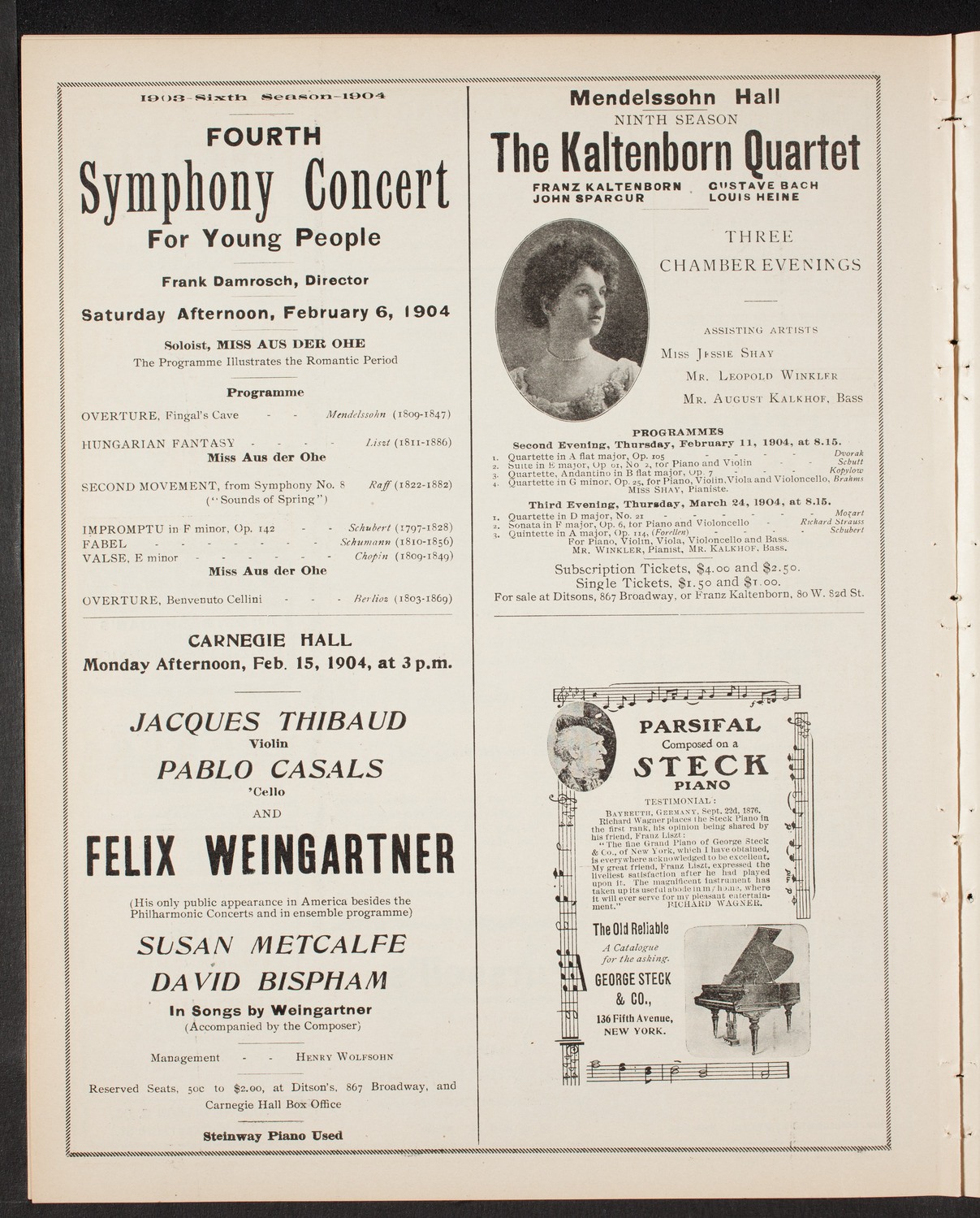 New York Philharmonic, January 29, 1904, program page 8