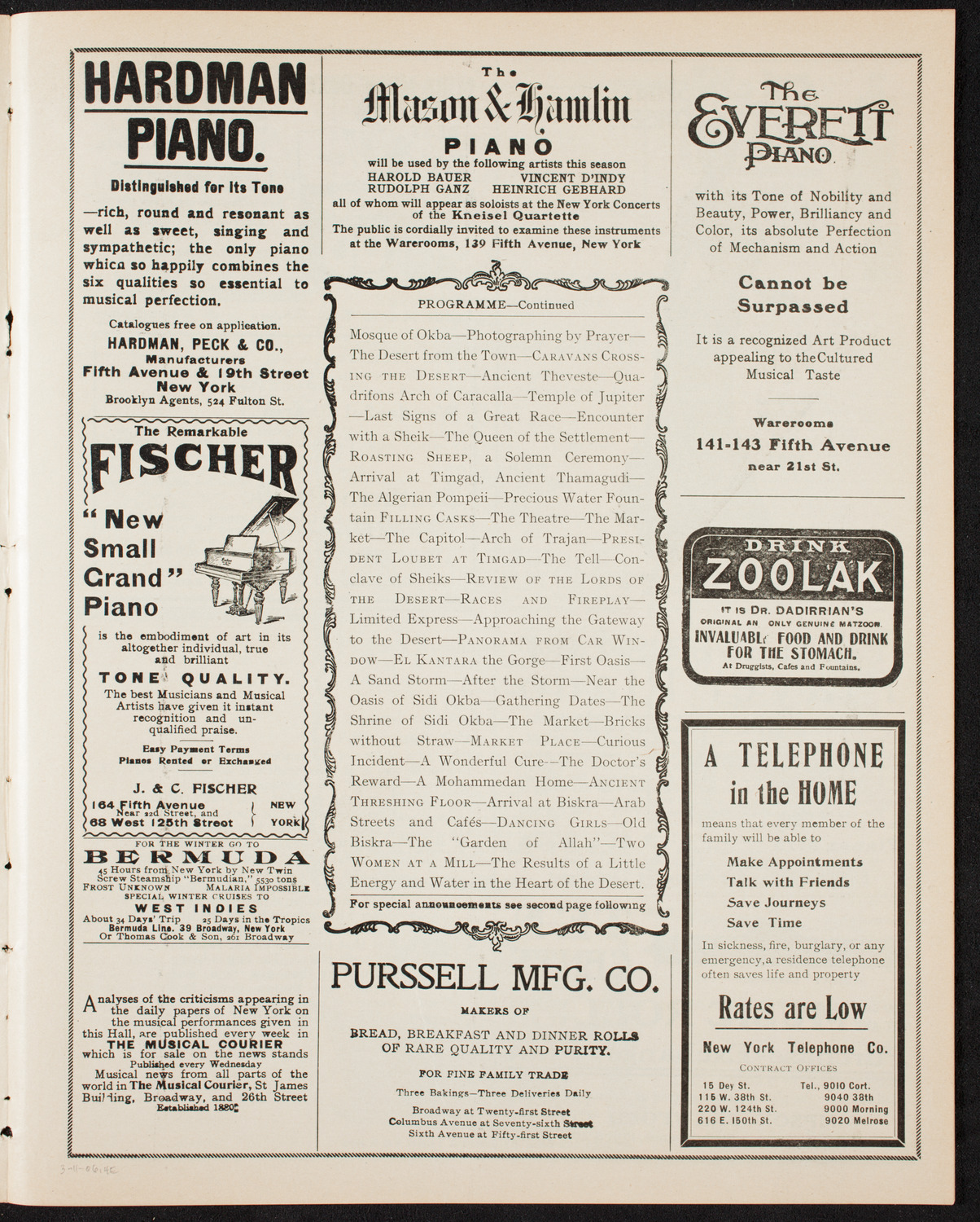 Elmendorf Lecture: Sahara, March 11, 1906, program page 7