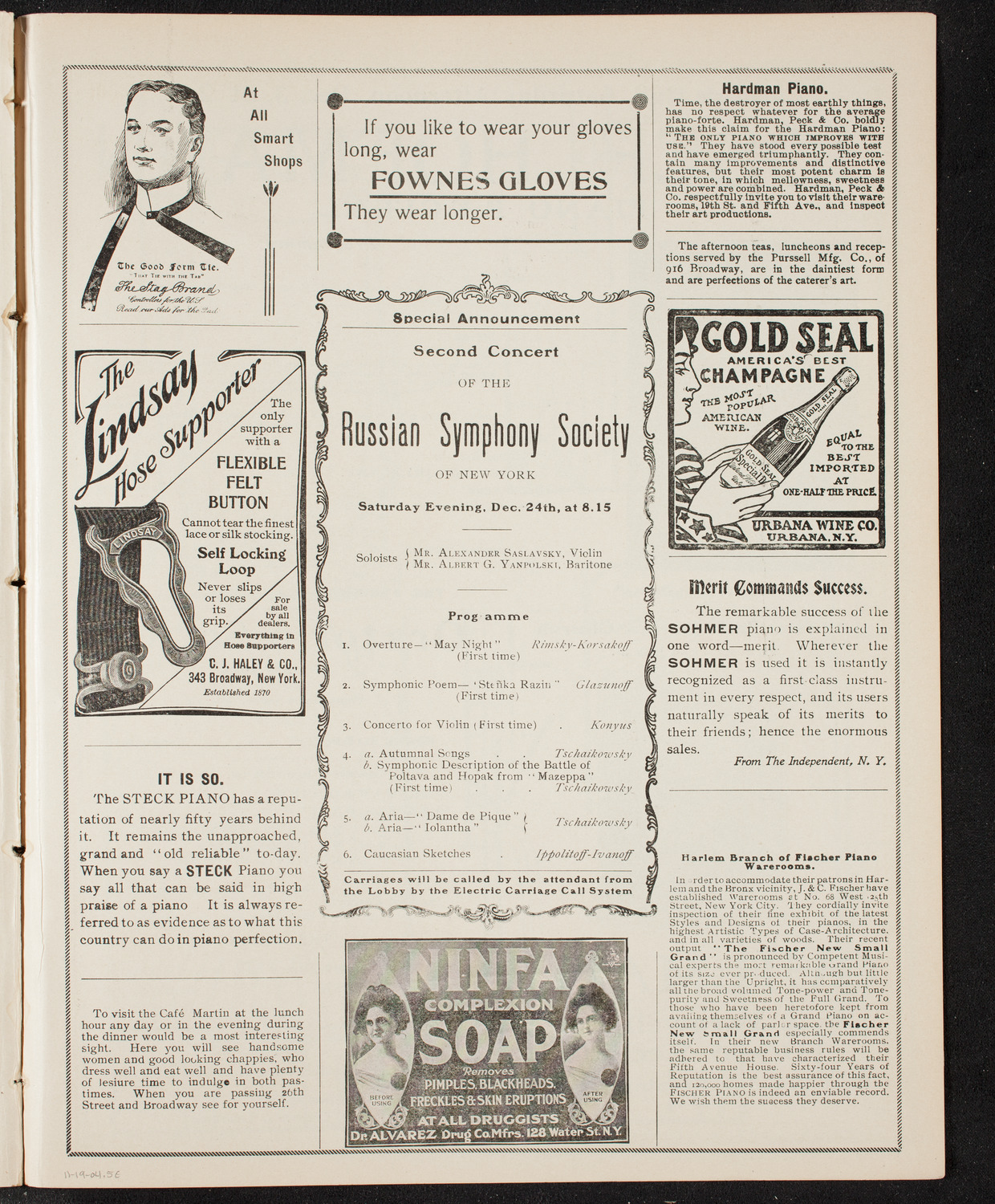 Russian Symphony Society of New York, November 19, 1904, program page 9