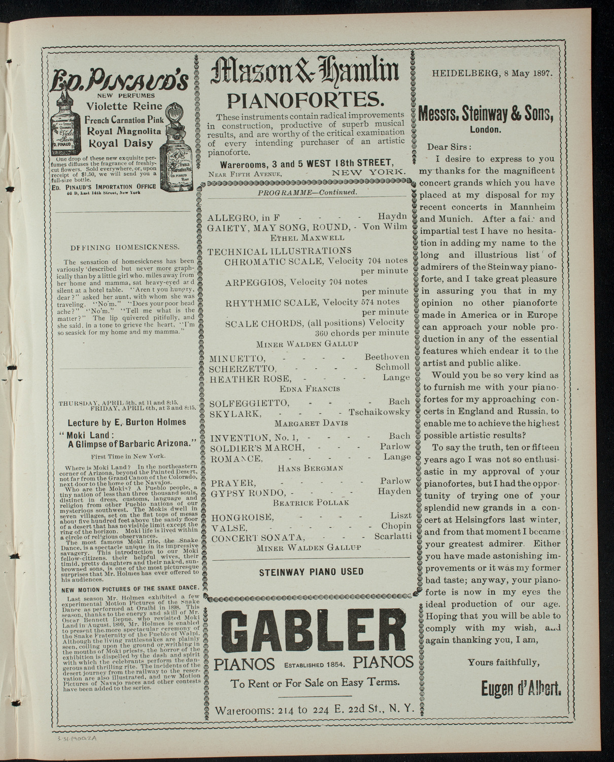 Children's Piano Recital: Pupils of the Virgil Piano School, March 31, 1900, program page 3