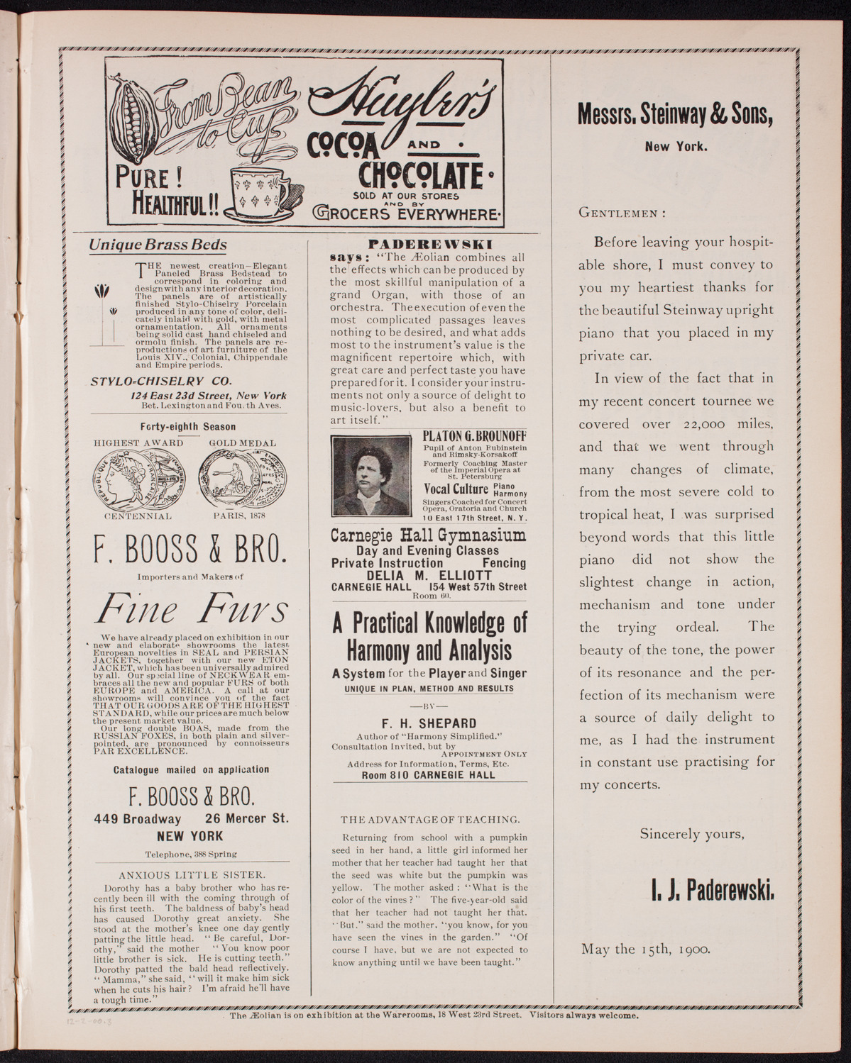 Benefit: German Hospital and Dispensary, December 2, 1900, program page 5