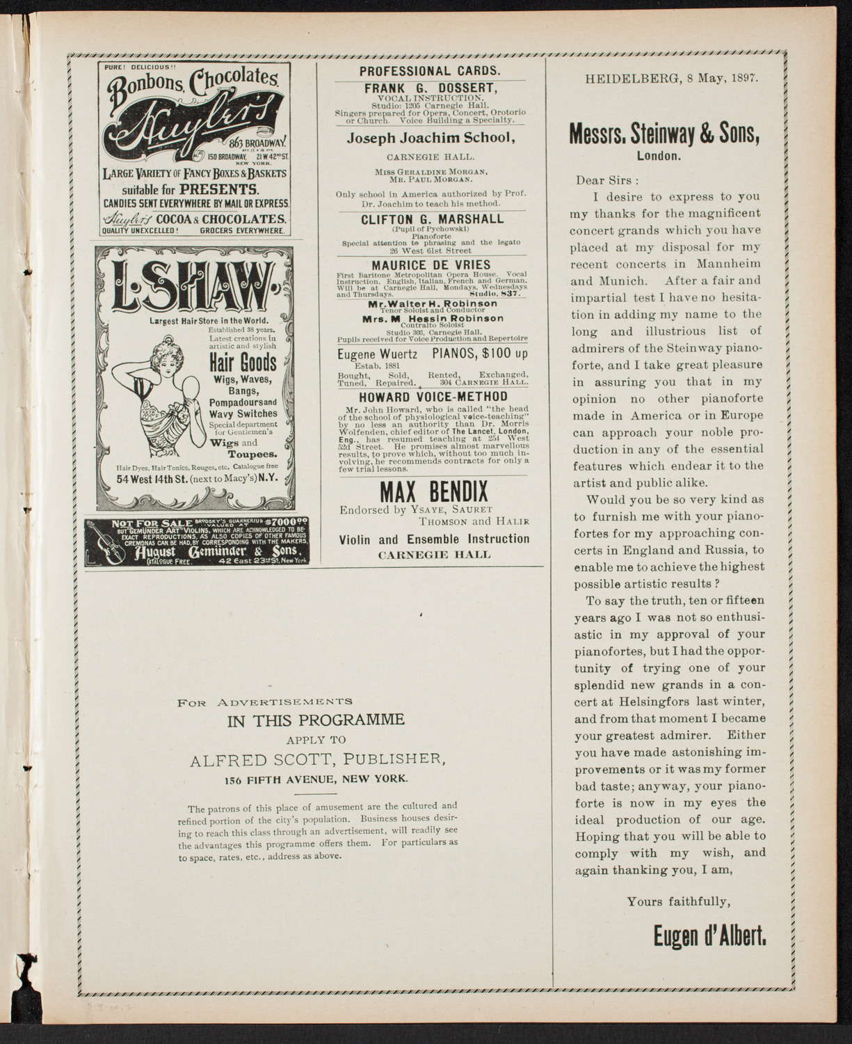 Amicitia Orchestral Club, May 4, 1900, program page 5