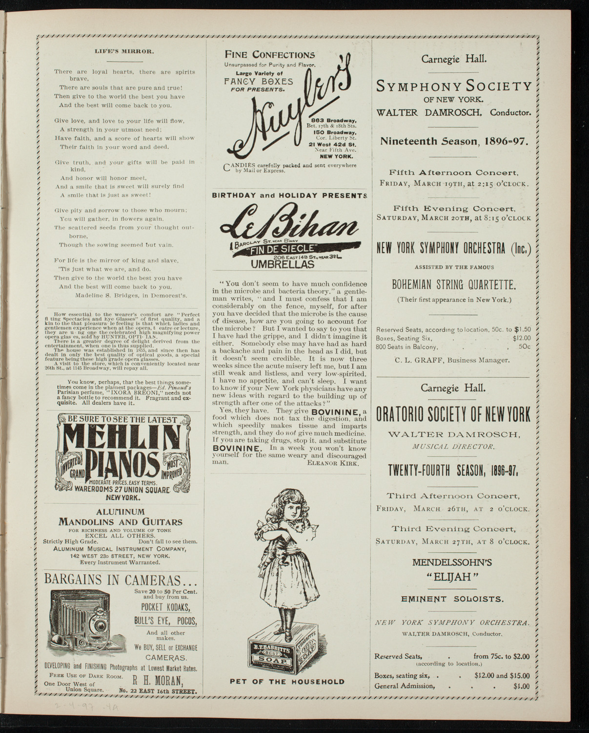 Lilli Lehmann, Soprano, February 4, 1897, program page 7
