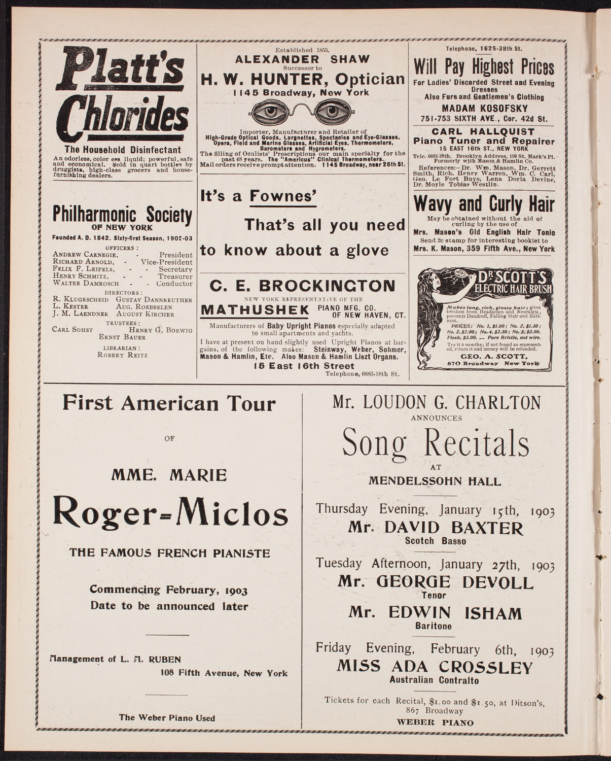 Wetzler Symphony Orchestra, January 3, 1903, program page 2