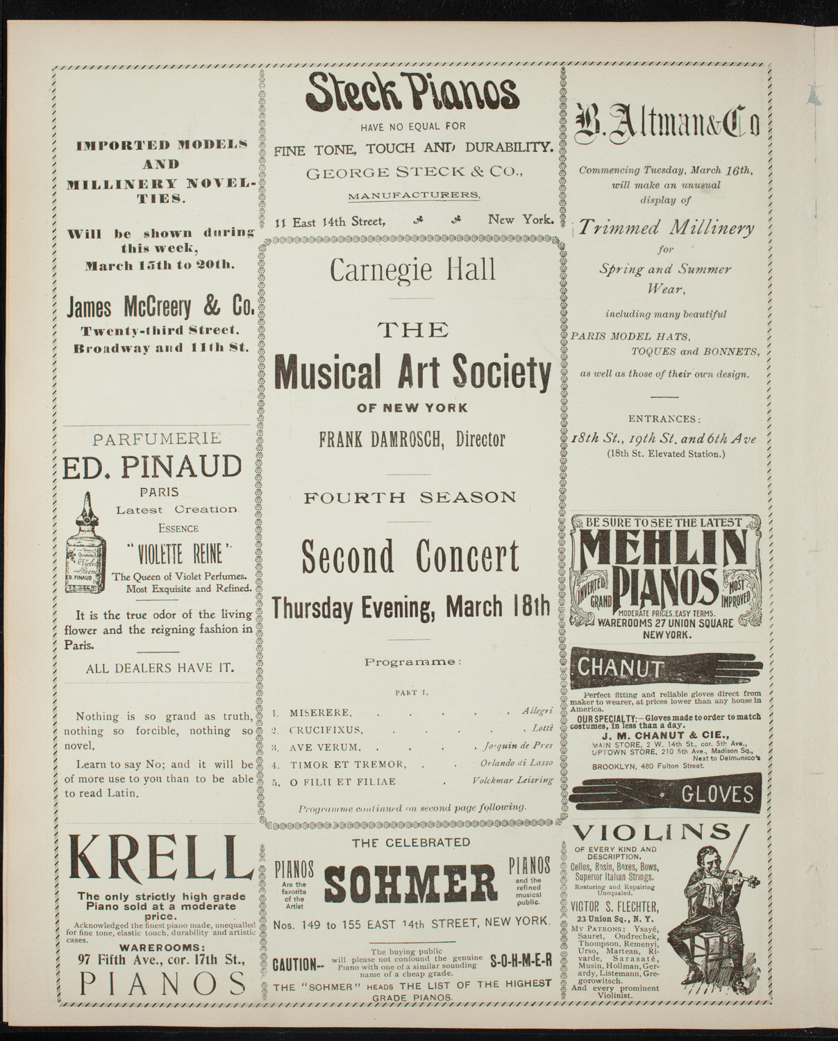 Musical Art Society of New York, March 18, 1897, program page 4