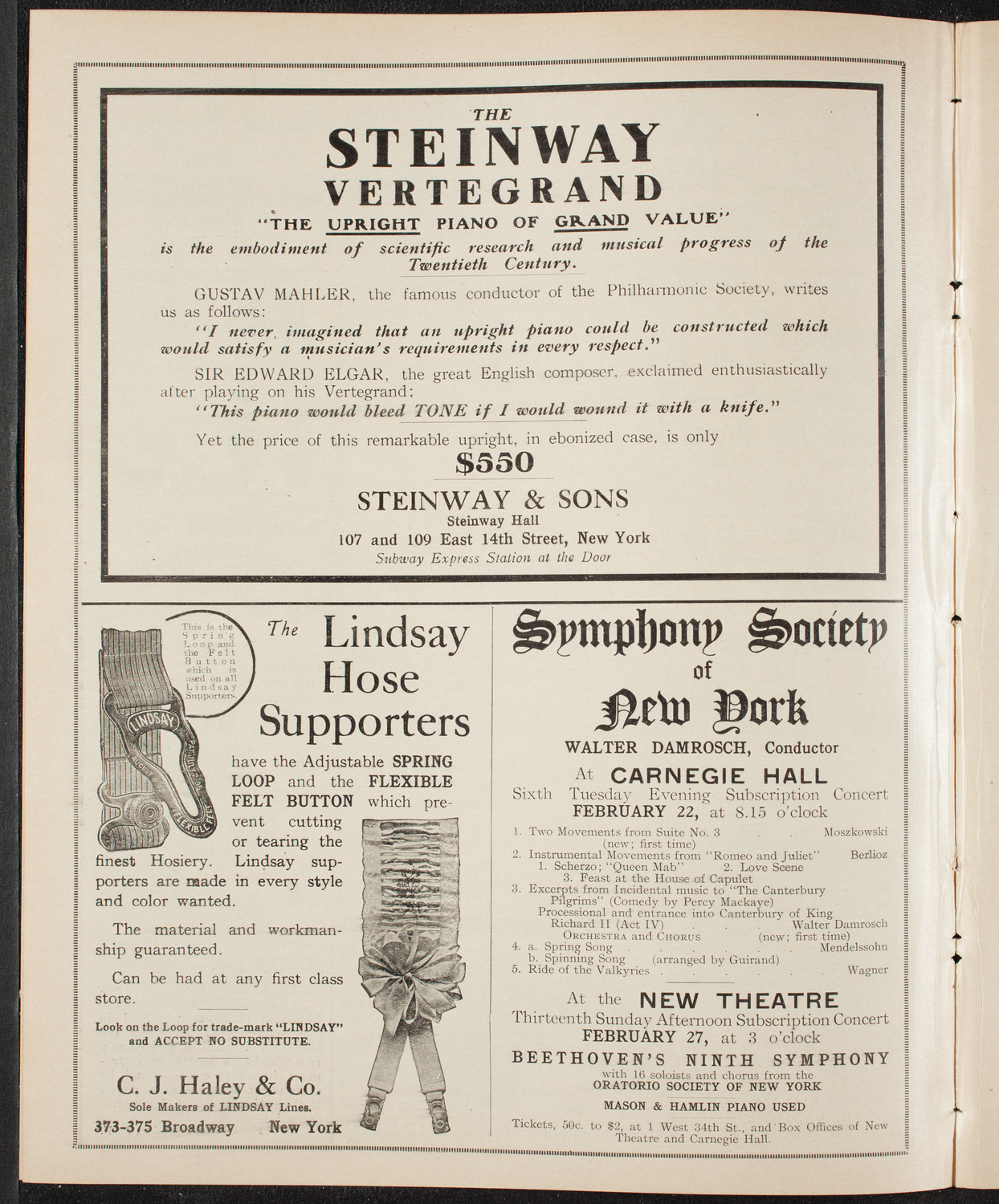 Ludwig Wüllner, Baritone, February 22, 1910, program page 4