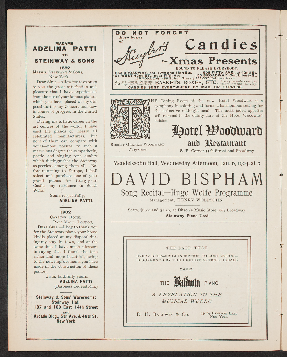 Nellie Melba, Soprano, and Her Concert Company, December 18, 1903, program page 4