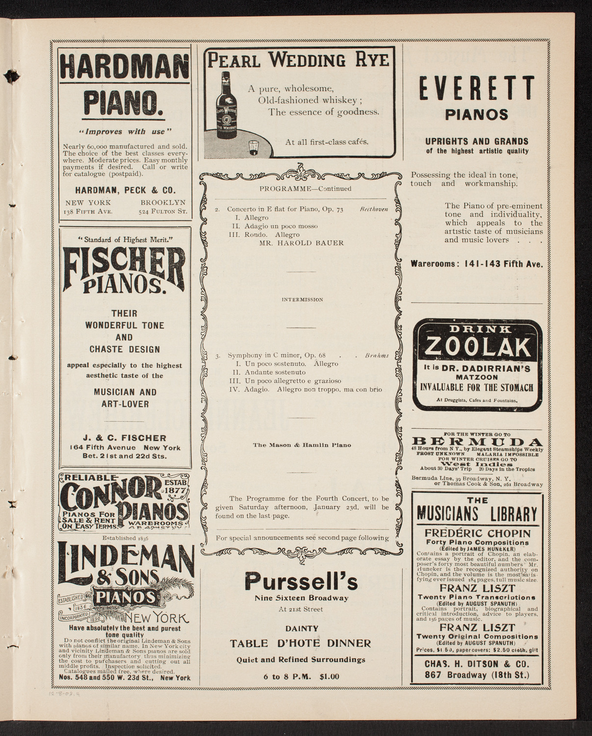 Wetzler Symphony Orchestra, December 8, 1903, program page 7