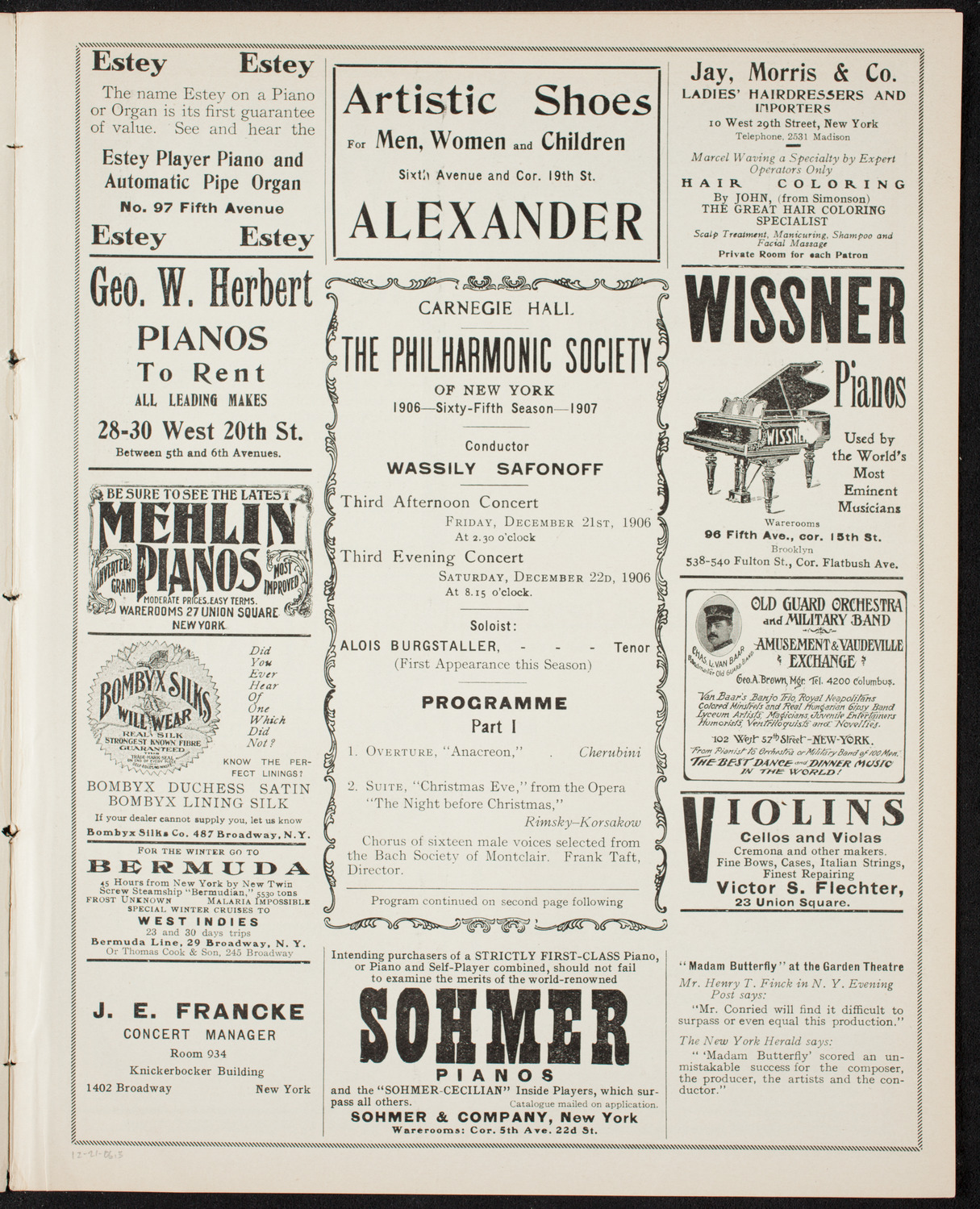 New York Philharmonic, December 21, 1906, program page 5