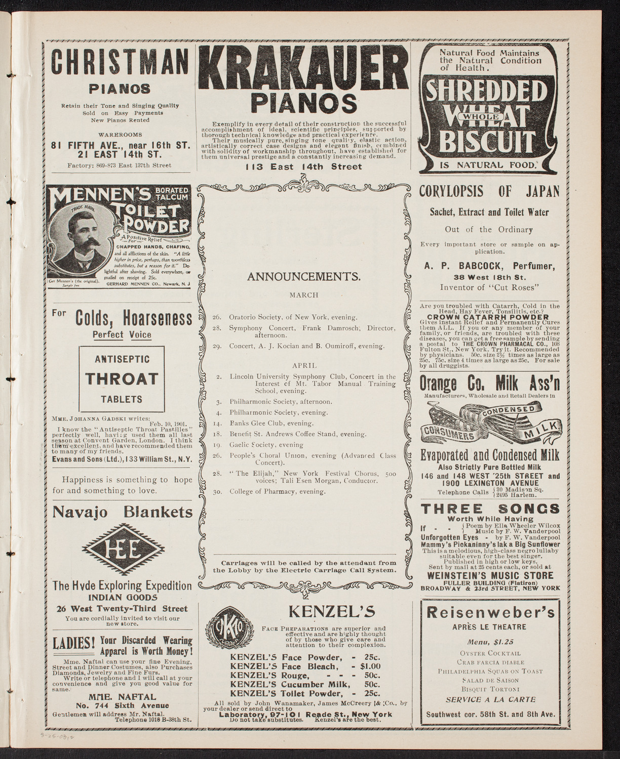 Louis A. von Gaertner Orchestral Concert, March 25, 1903, program page 3