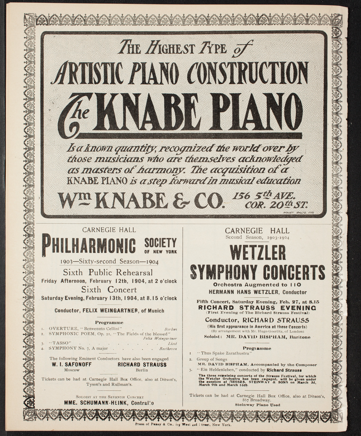 Oratorio Society of New York, February 9, 1904, program page 12