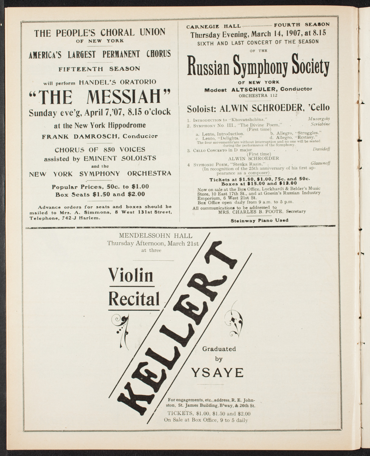 Elmendorf Lecture: Norway, March 10, 1907, program page 10