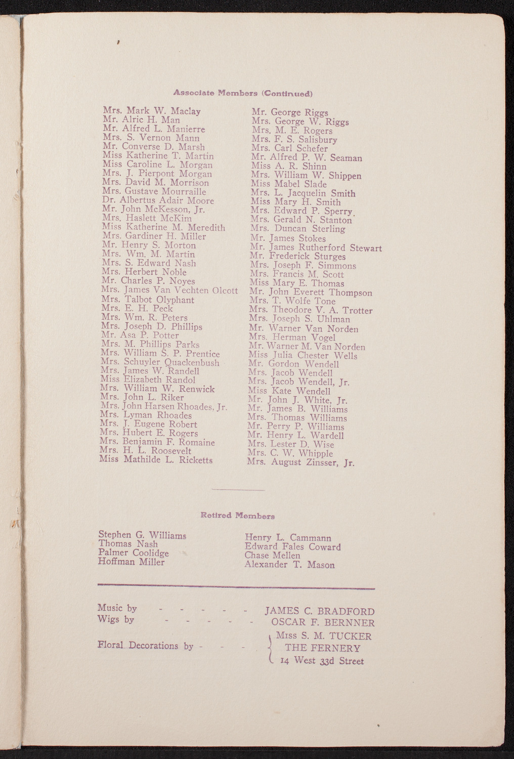 Amateur Comedy Club, December 14, 1906, program page 6