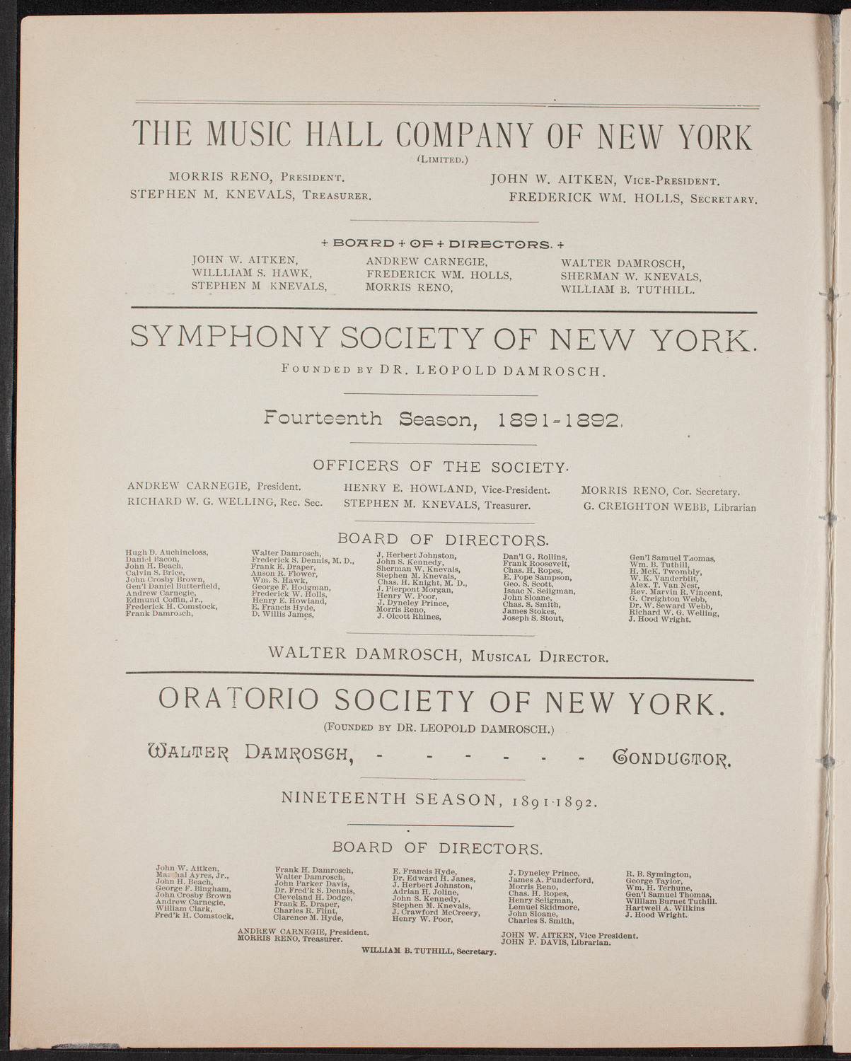 Urania Scientific Theatre, April 23, 1892, program page 2
