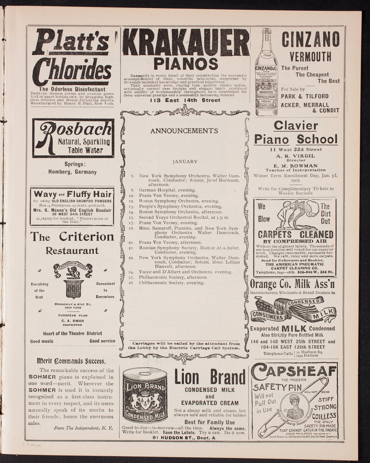 New York Philharmonic, January 7, 1905, program page 3