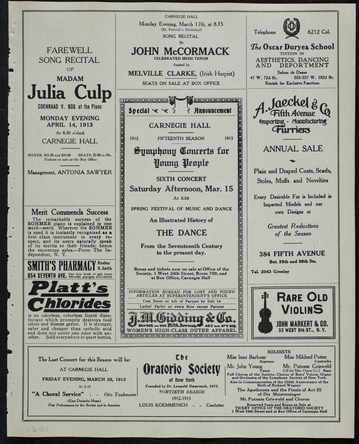 Clara Butt and Kennerley Rumford, March 3, 1913, program page 9