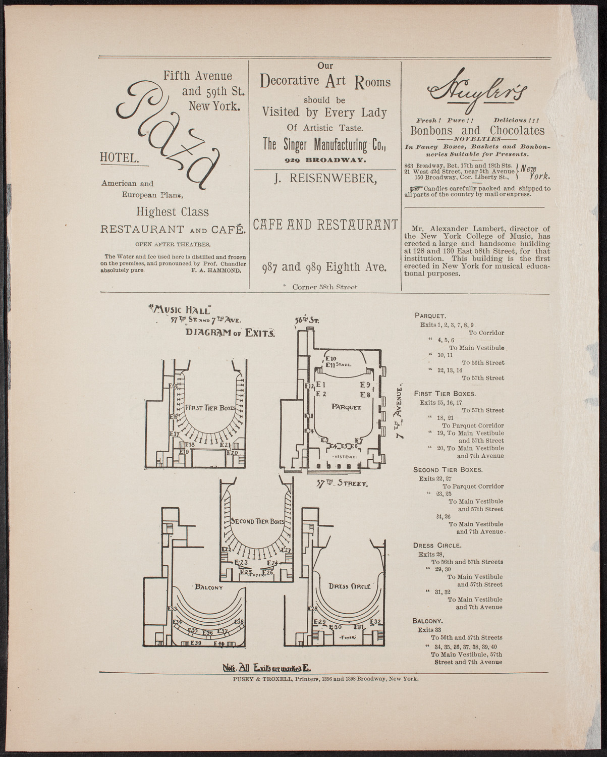 Urania Scientific Theatre, May 28, 1892, program page 4