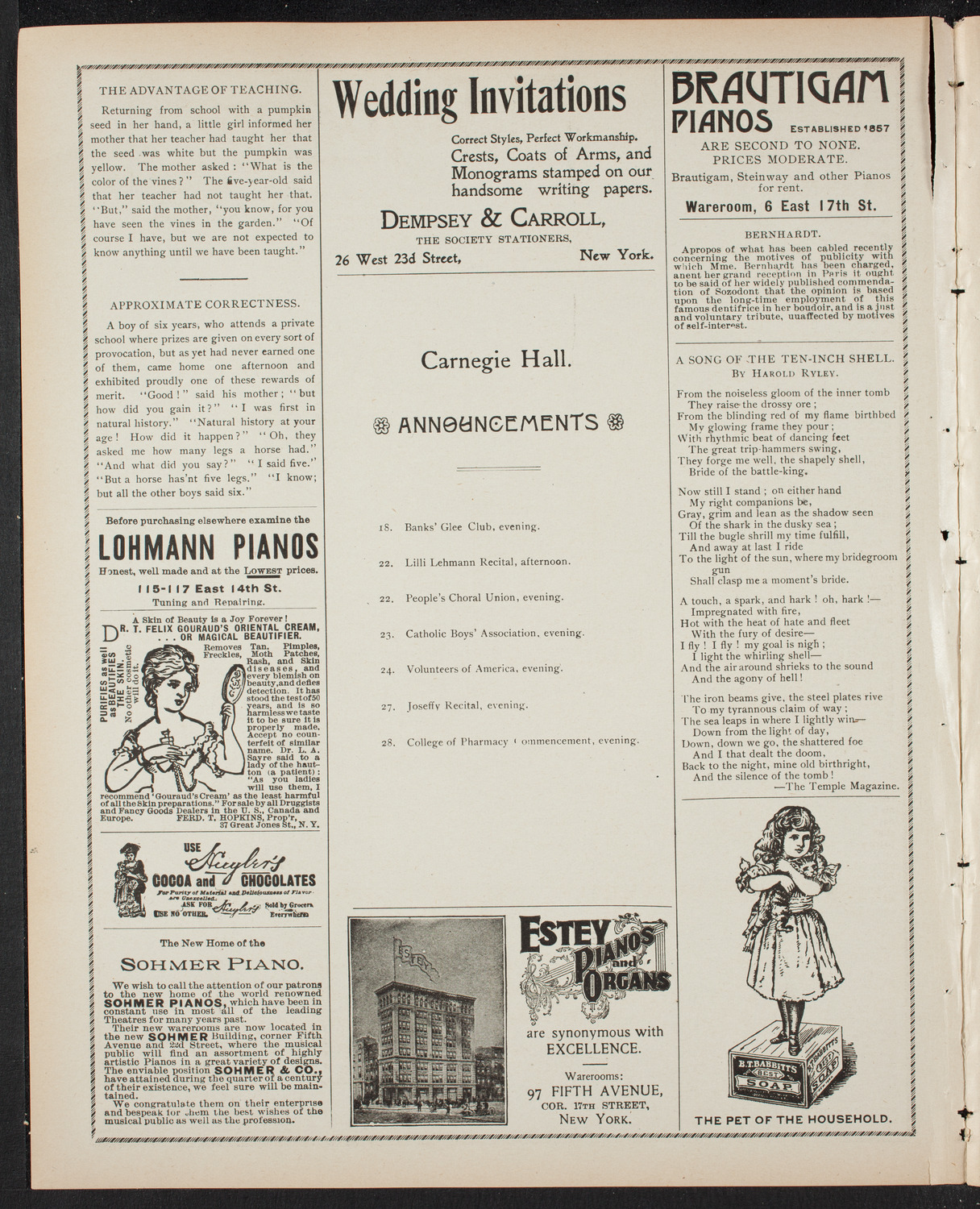 Elmendorf Lecture: The Entire War with Spain in Cuba, April 15, 1899, program page 2