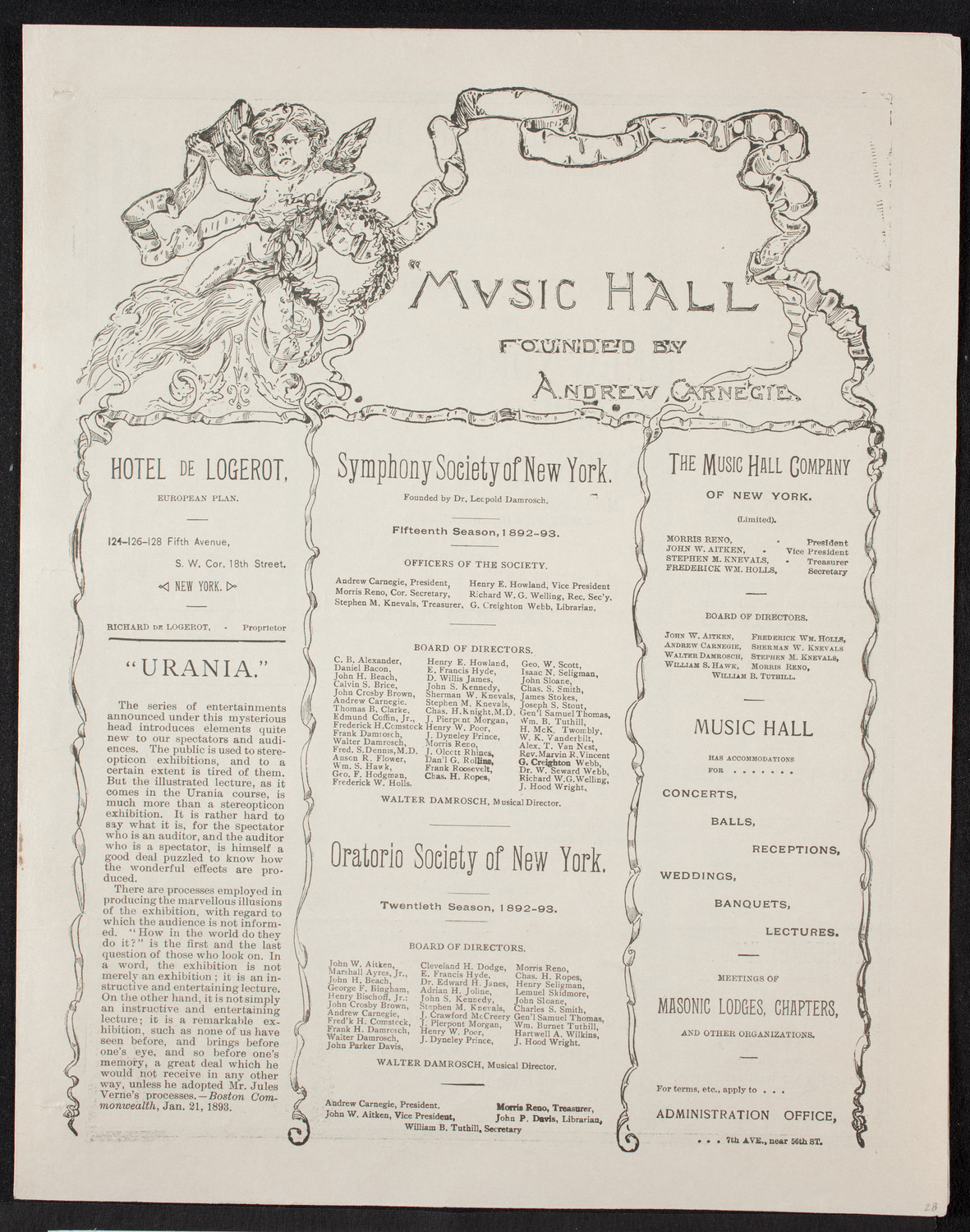 New York Symphony String Quartet, April 4, 1893, program page 1