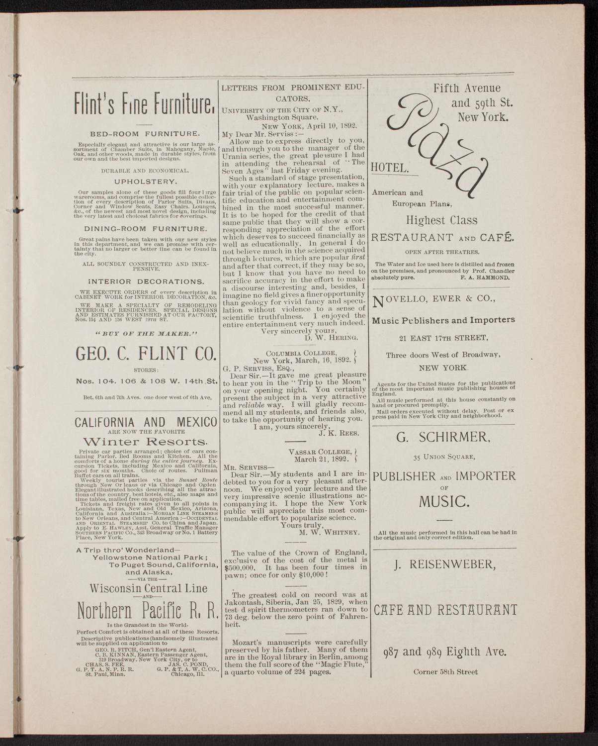 New York Symphony Orchestra: Handel Festival, April 28, 1892, program page 9