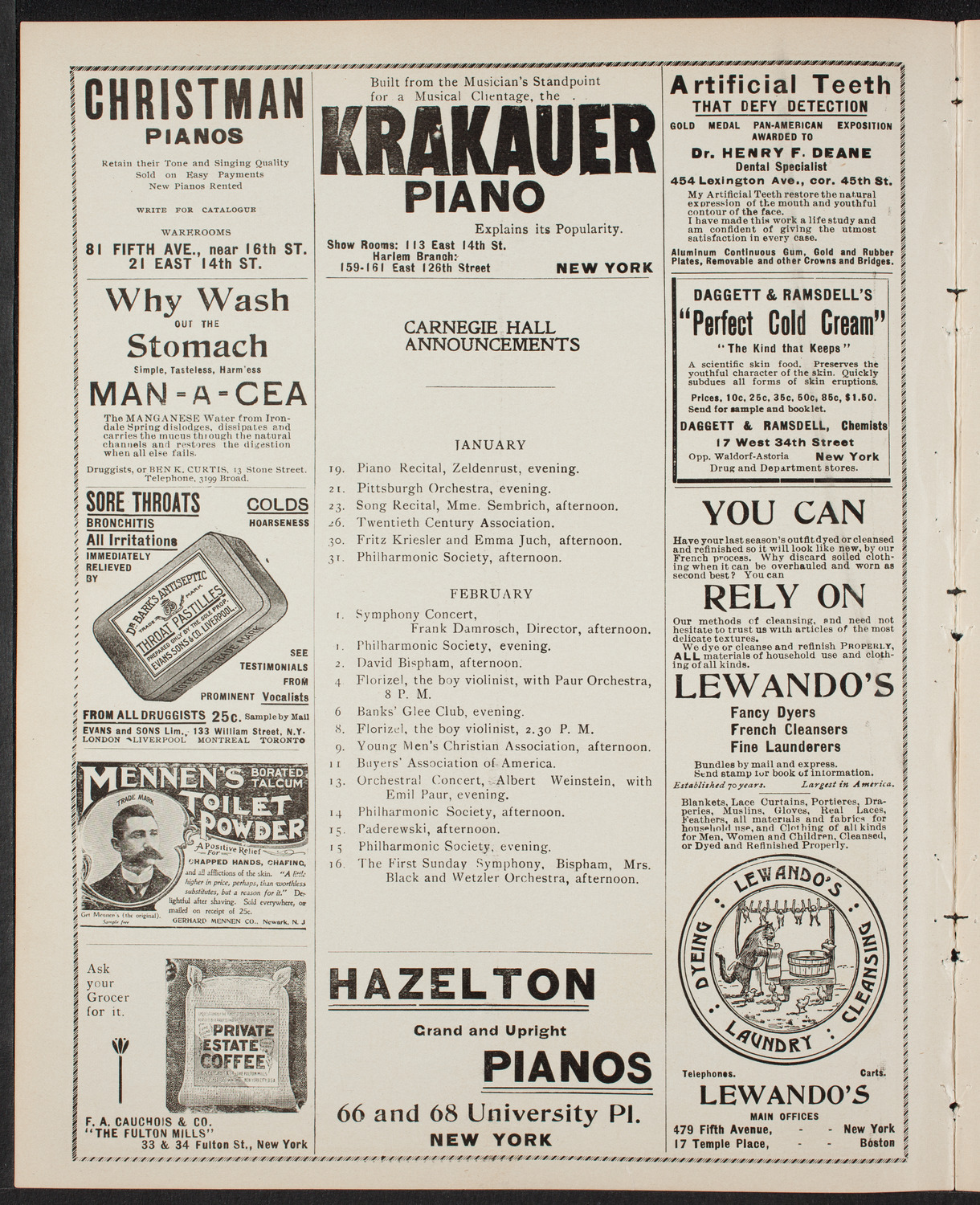 Lillian Blauvelt and Charles Gregorowitsch, January 19, 1902, program page 2