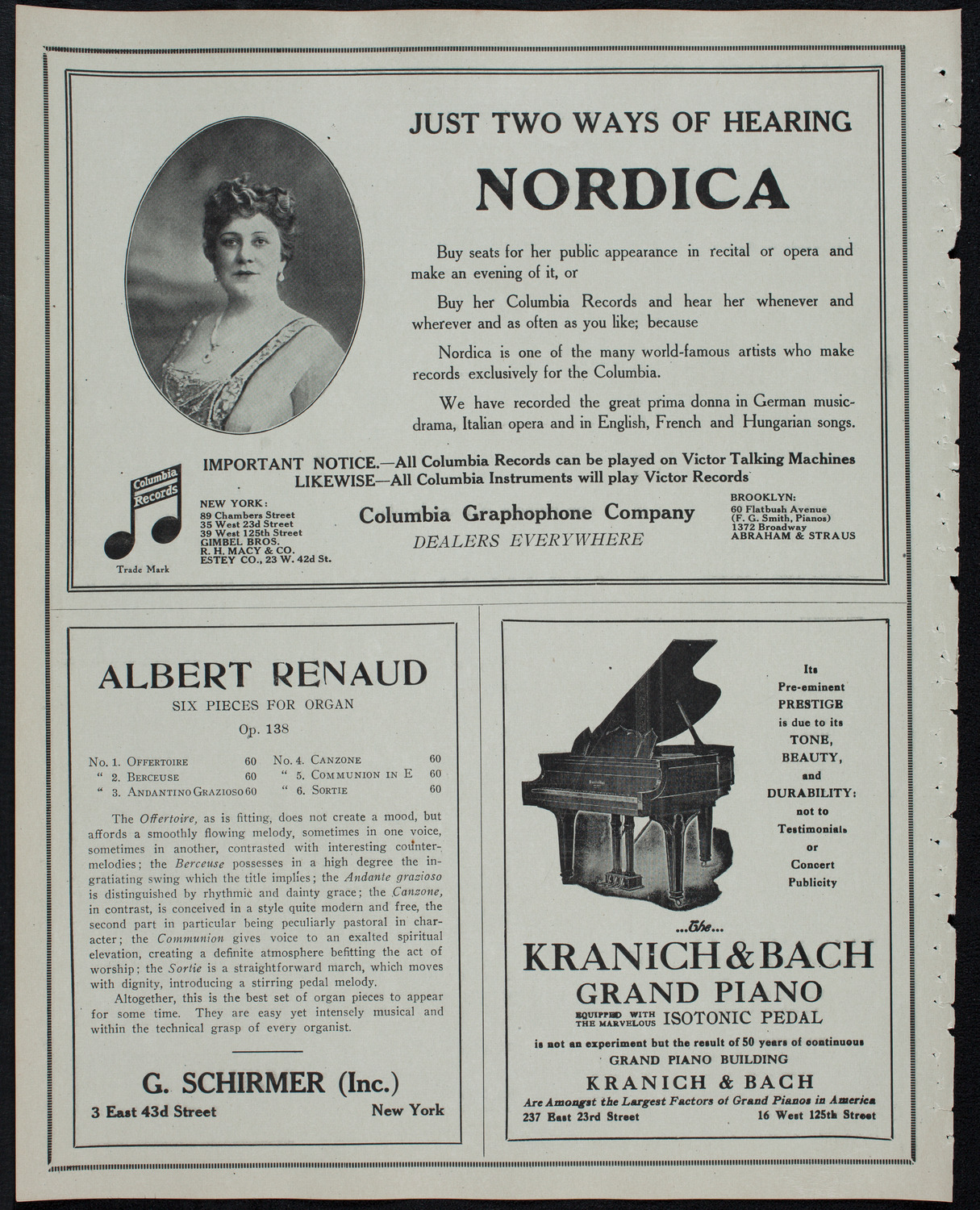 Efrem Zimbalist, Violin, April 27, 1913, program page 6