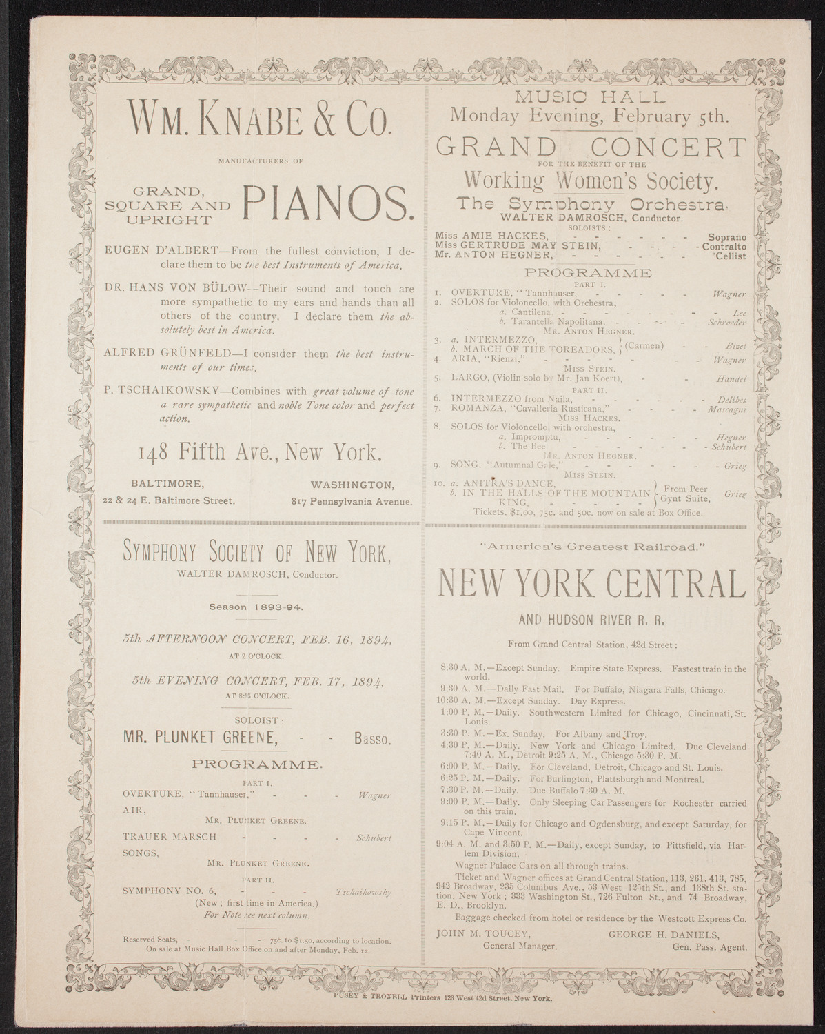 Madame Lineff's Russian Choir, February 2, 1894, program page 8