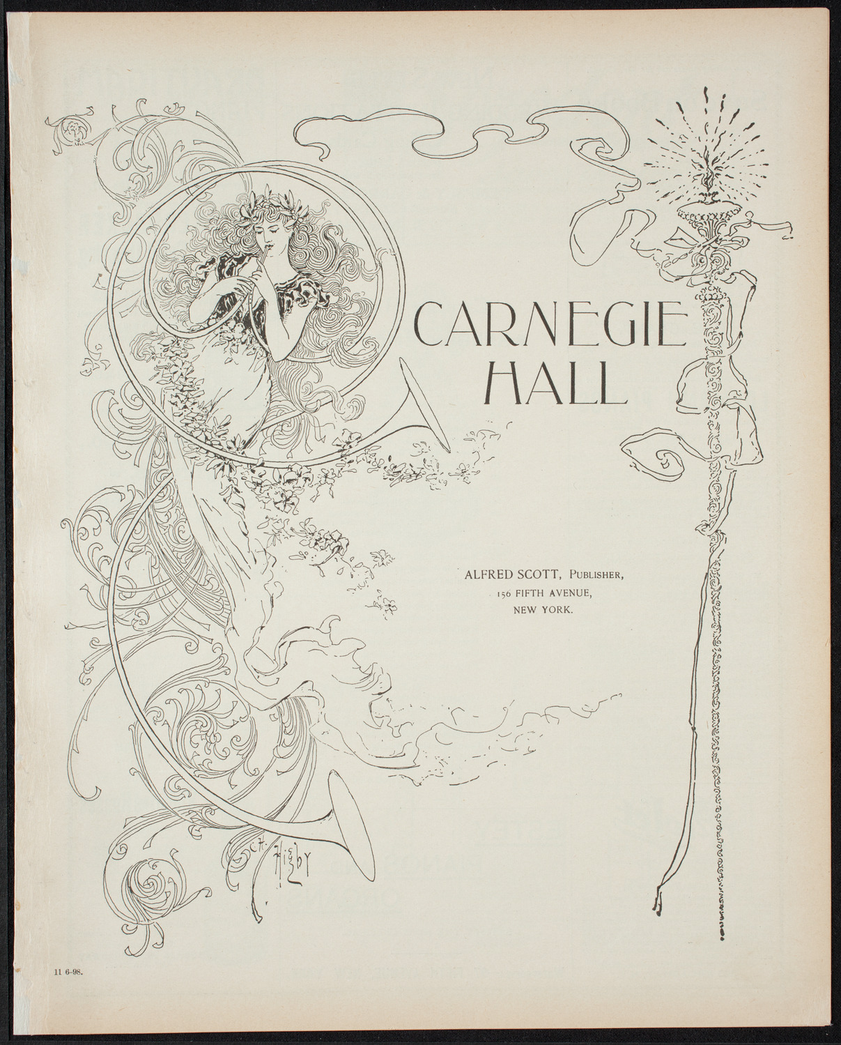 Paur Symphony Orchestra - Sunday Night Popular Concert, November 6, 1898, program page 1