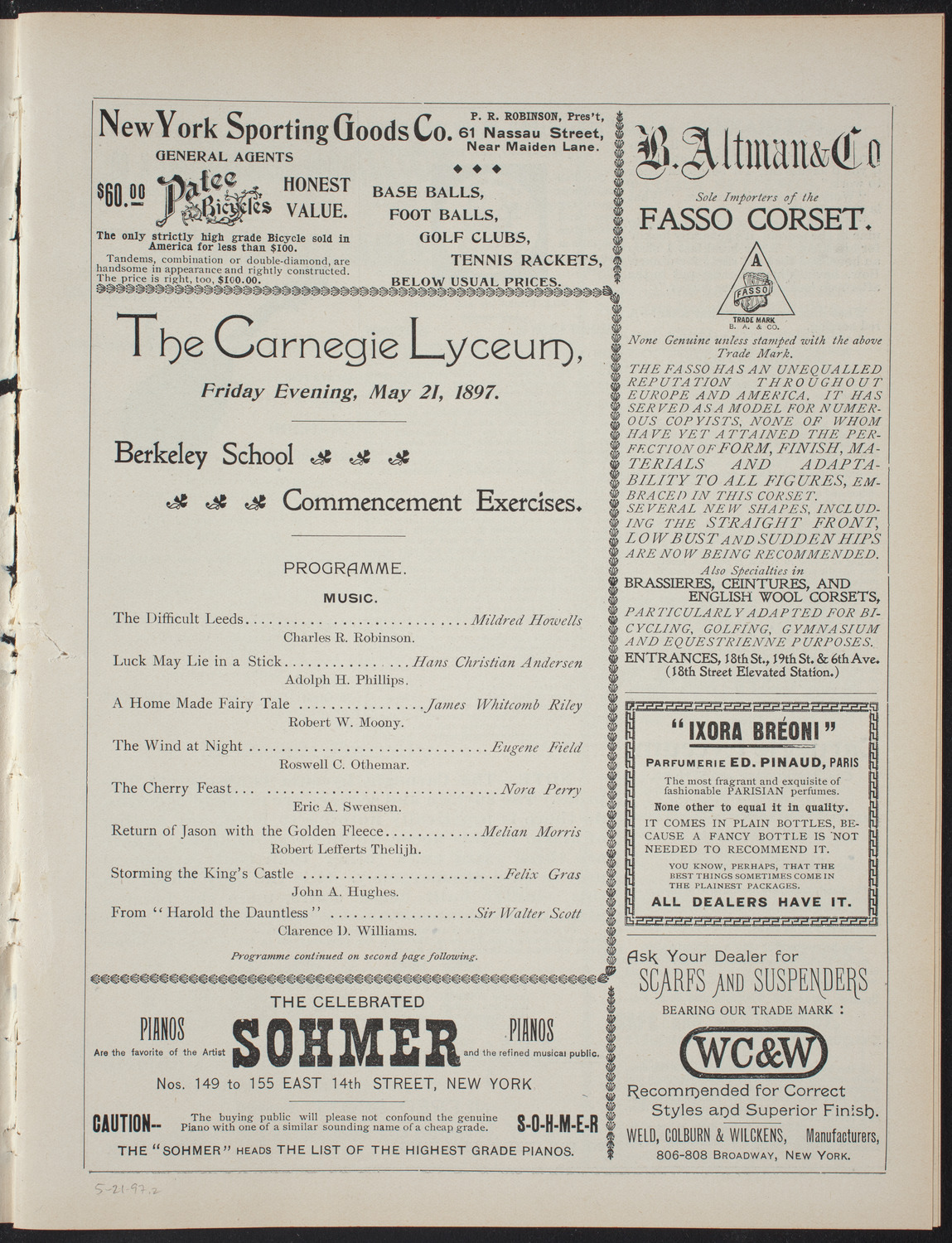 Graduation: Berkeley School, May 21, 1897, program page 3