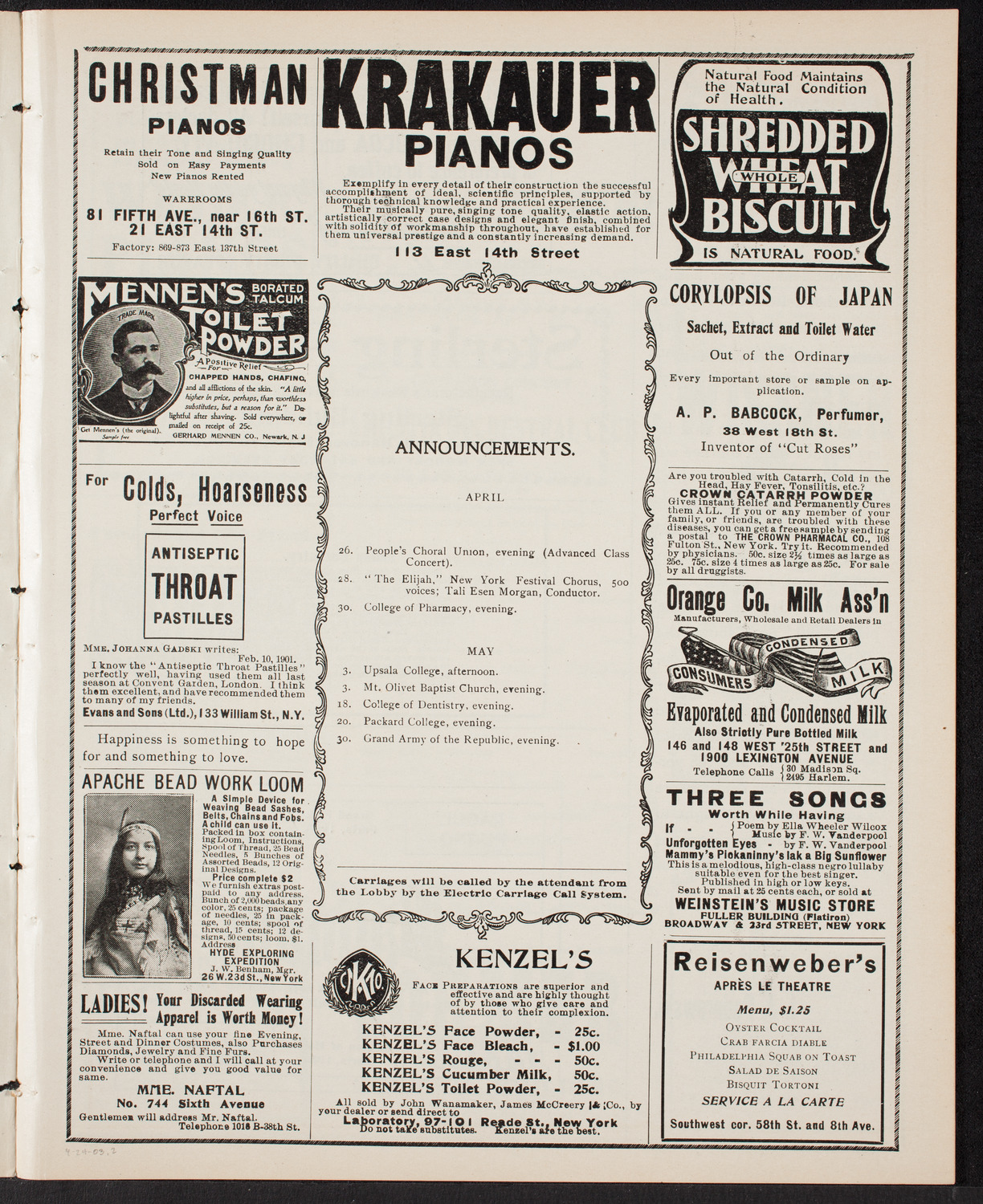 Amicitia Orchestral Club, April 24, 1903, program page 3