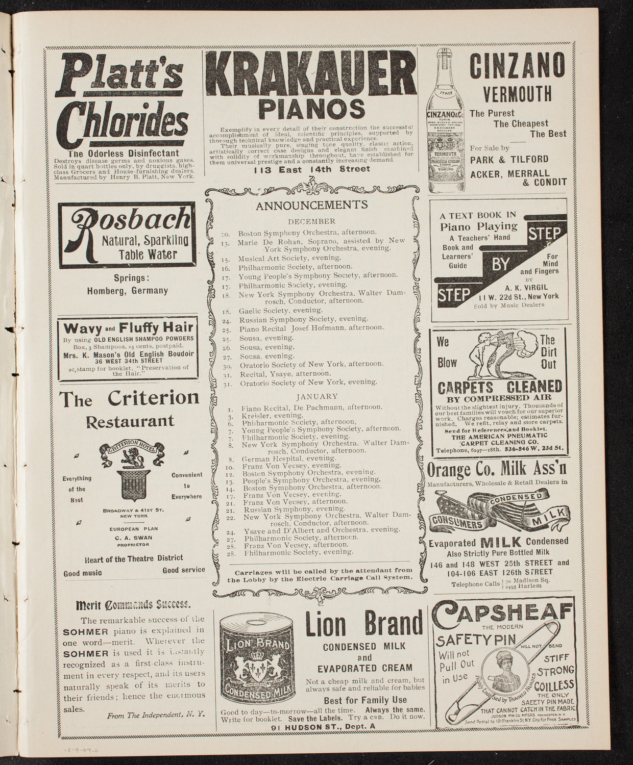 People's Symphony Concert, December 9, 1904, program page 3