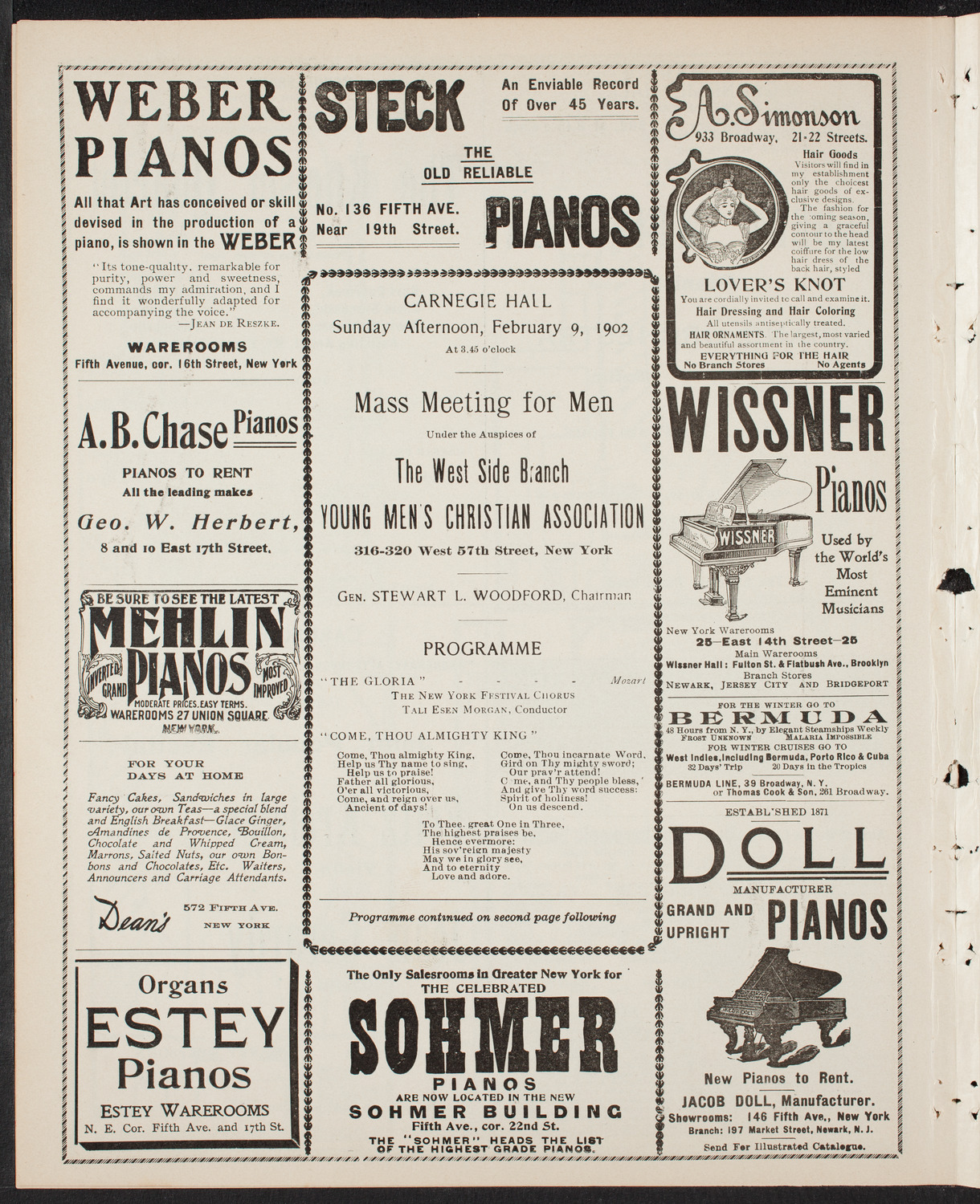 Meeting: YMCA - Mass Meeting for Men, February 9, 1902, program page 6