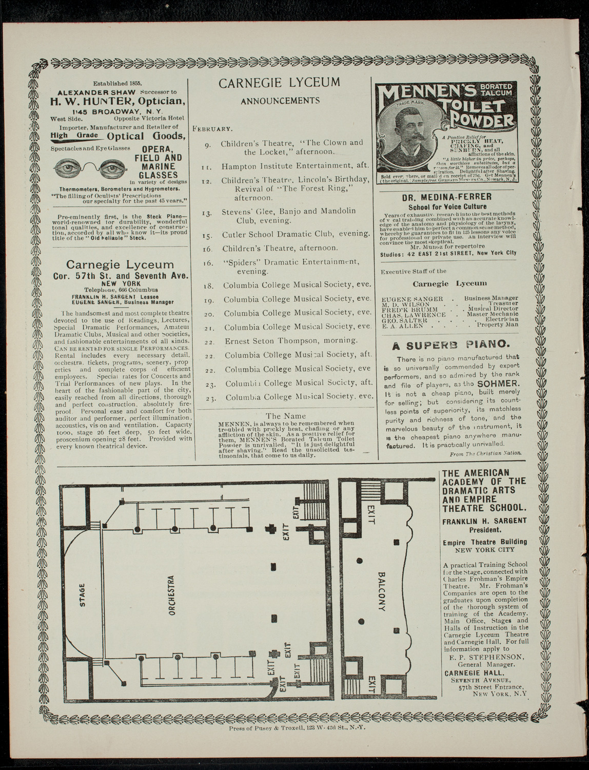 Trinity School Dramatic Society, February 7, 1901, program page 4