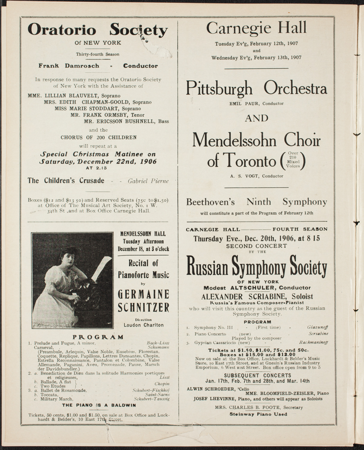 New York Symphony Orchestra, December 15, 1906, program page 10