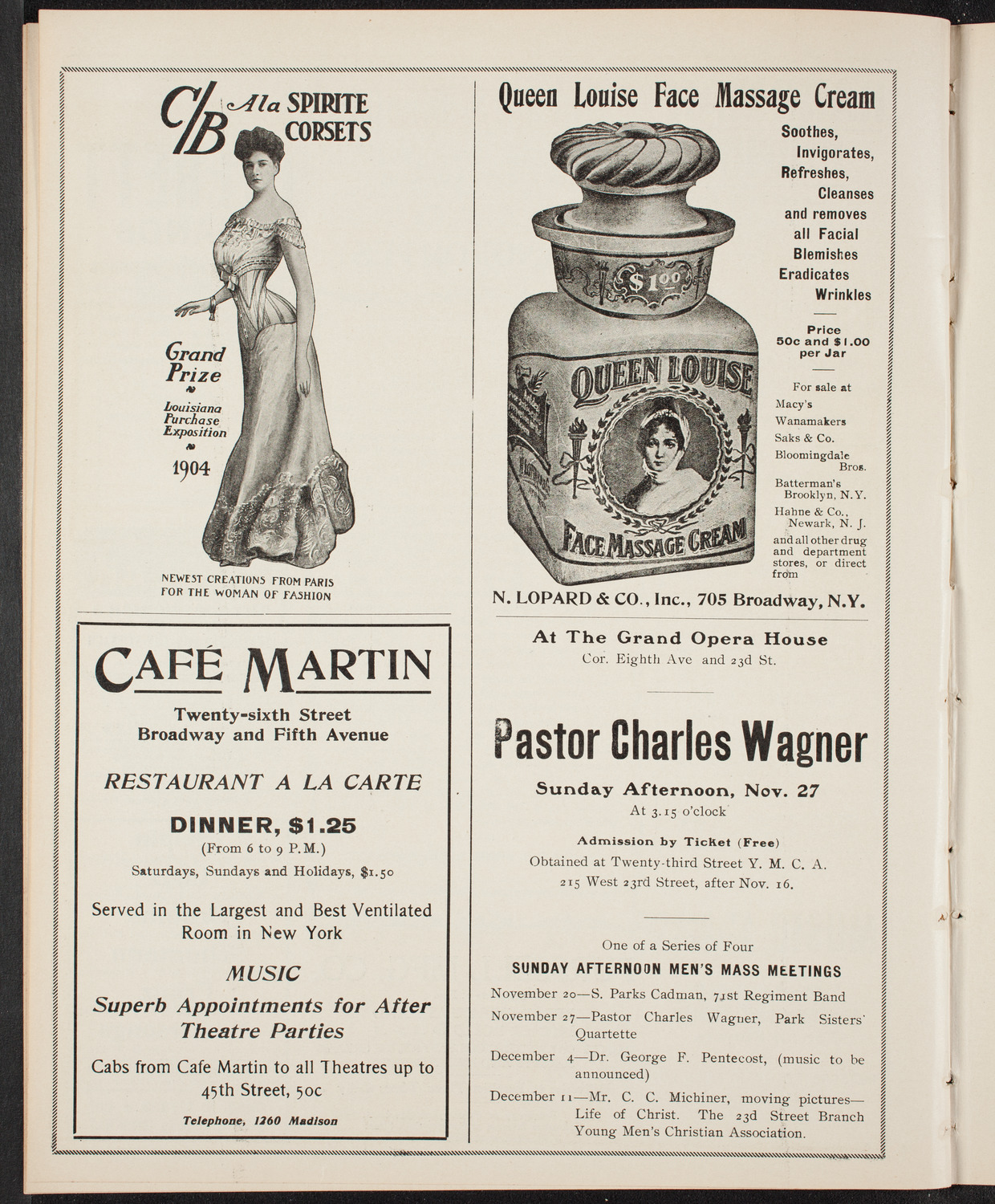 Lecture by Reverend Charles Wagner, November 10, 1904, program page 8