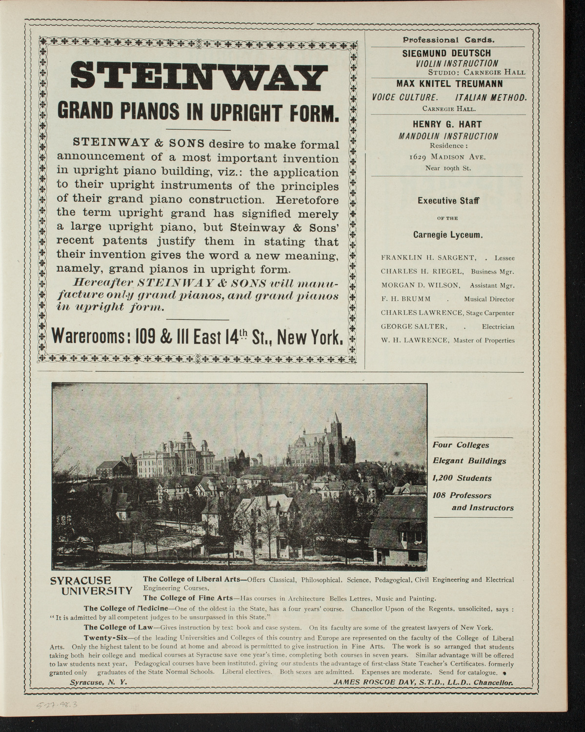 Berkeley School Annual Prize Declamation, May 27, 1898, program page 5