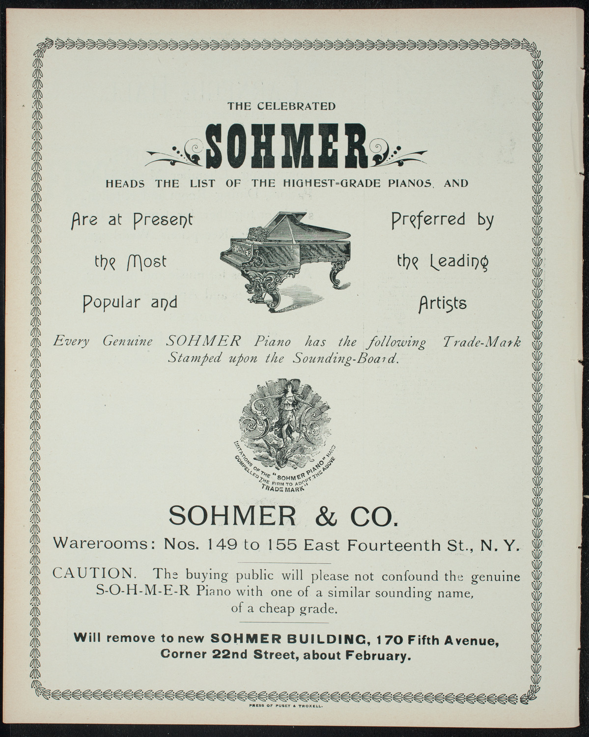 Benefit Performance for the Church Settlement Club featuring The Merrymakers, December 27, 1897, program page 8