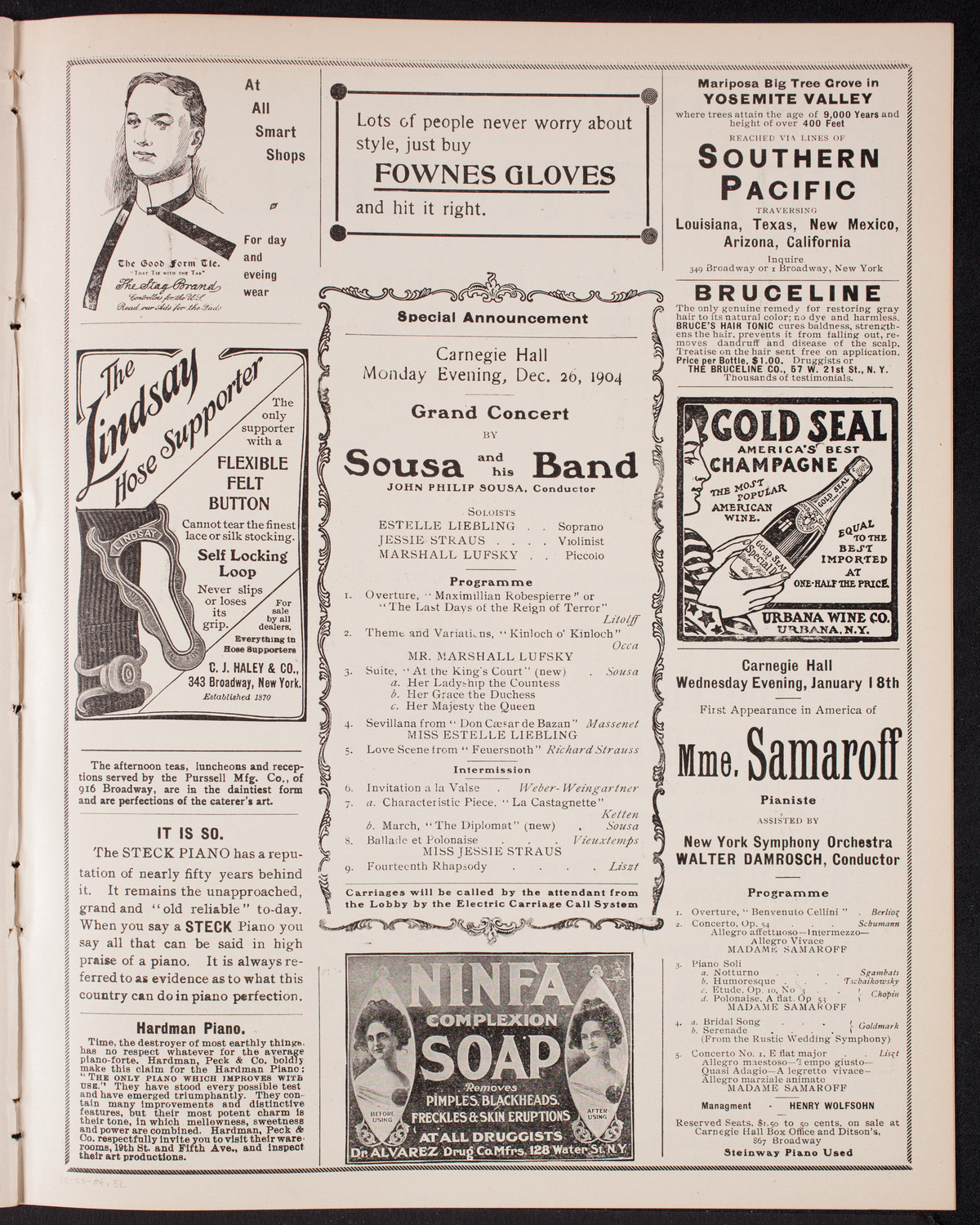 Sousa and His Band, December 25, 1904, program page 9