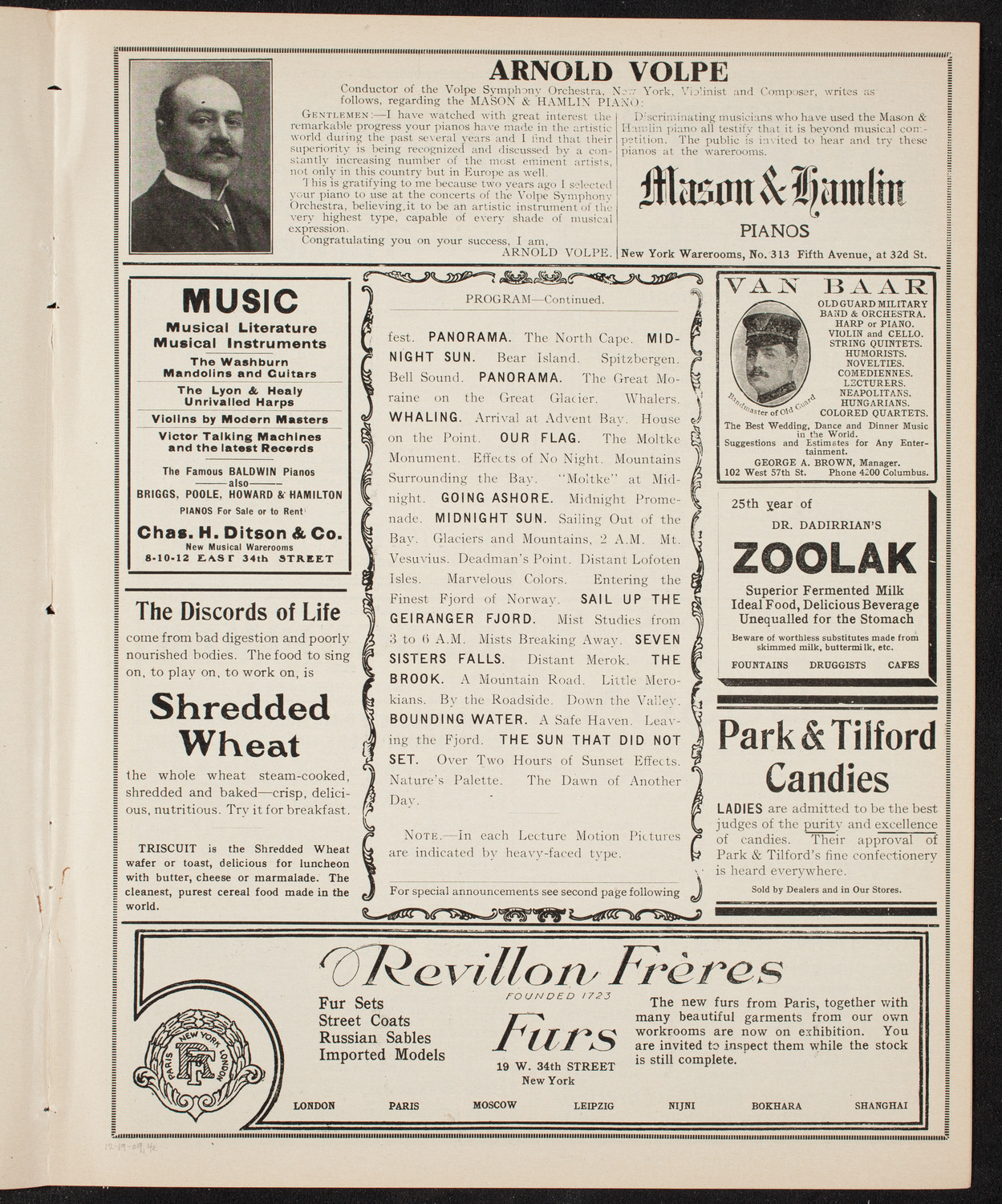 Elmendorf Lecture: Norway: The Land of the Midnight Sun, December 19, 1909, program page 7