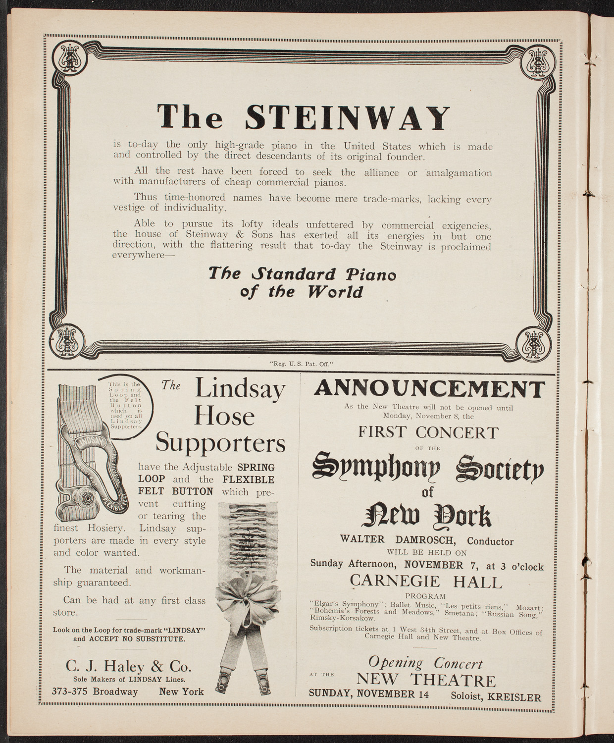 Johanna Gadski, Soprano, October 31, 1909, program page 4