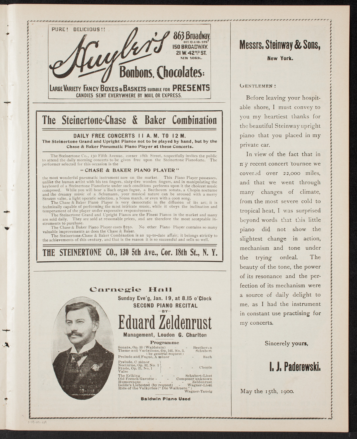 Lillian Blauvelt and Charles Gregorowitsch, January 19, 1902, program page 7