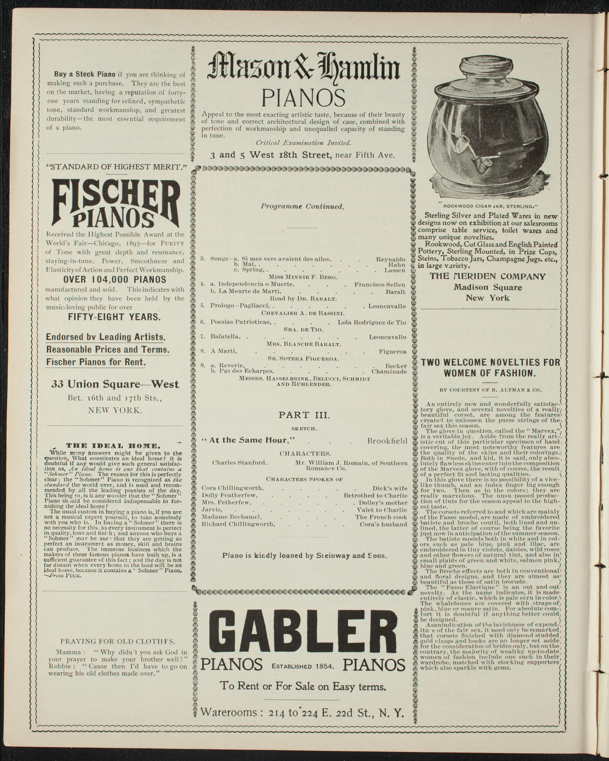 Marti Charity Association Benefit for Helpless and Destitute Cubans of New York, May 28, 1898, program page 6