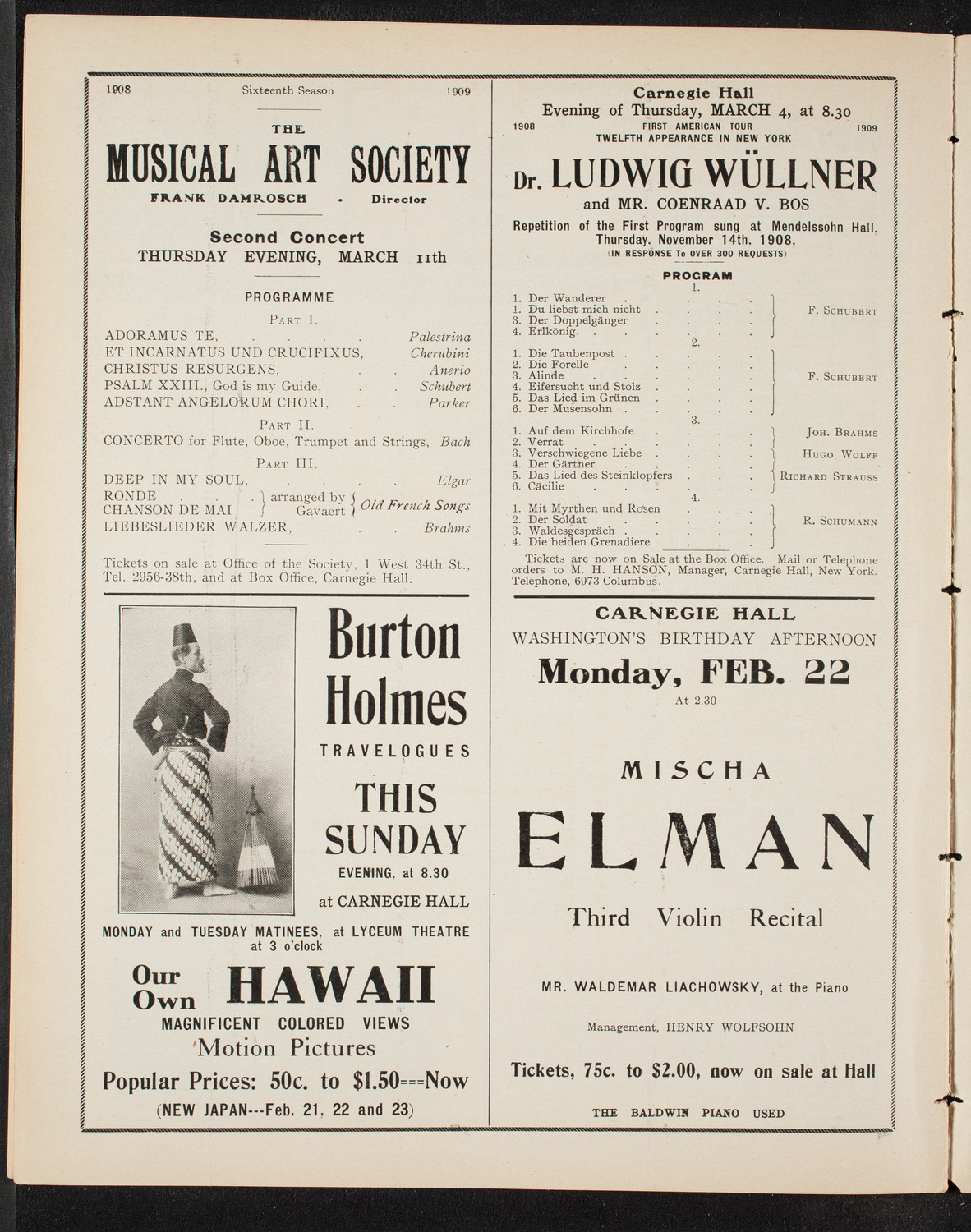 Russian Symphony Society of New York and The Ben Greet Players, February 11, 1909, program page 10