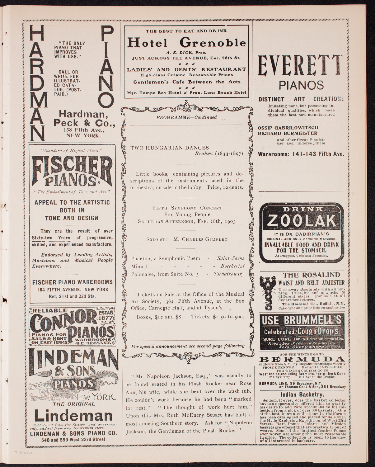 Symphony Concert for Young People, February 7, 1903, program page 7