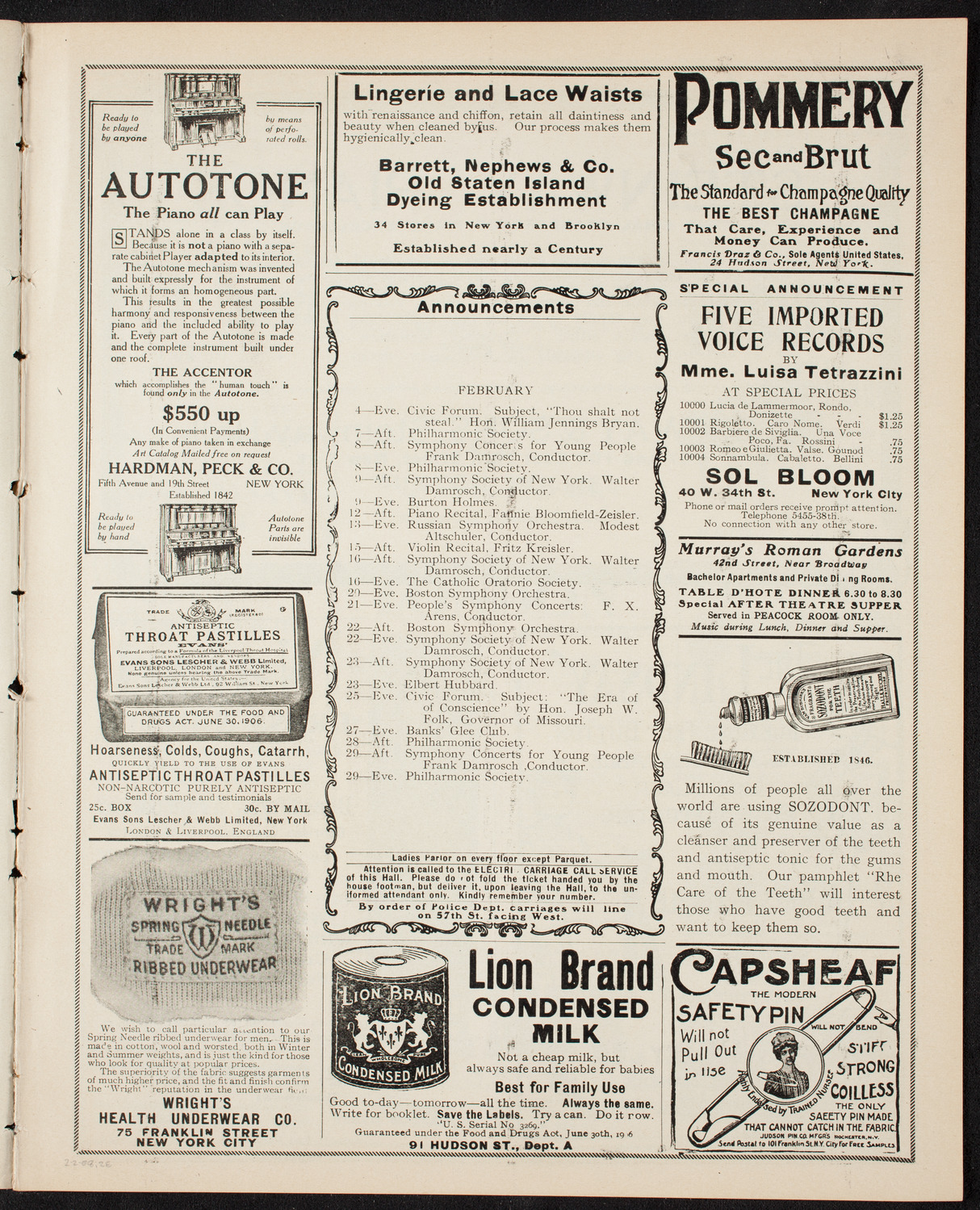 Burton Holmes Travelogue: London, February 2, 1908, program page 3